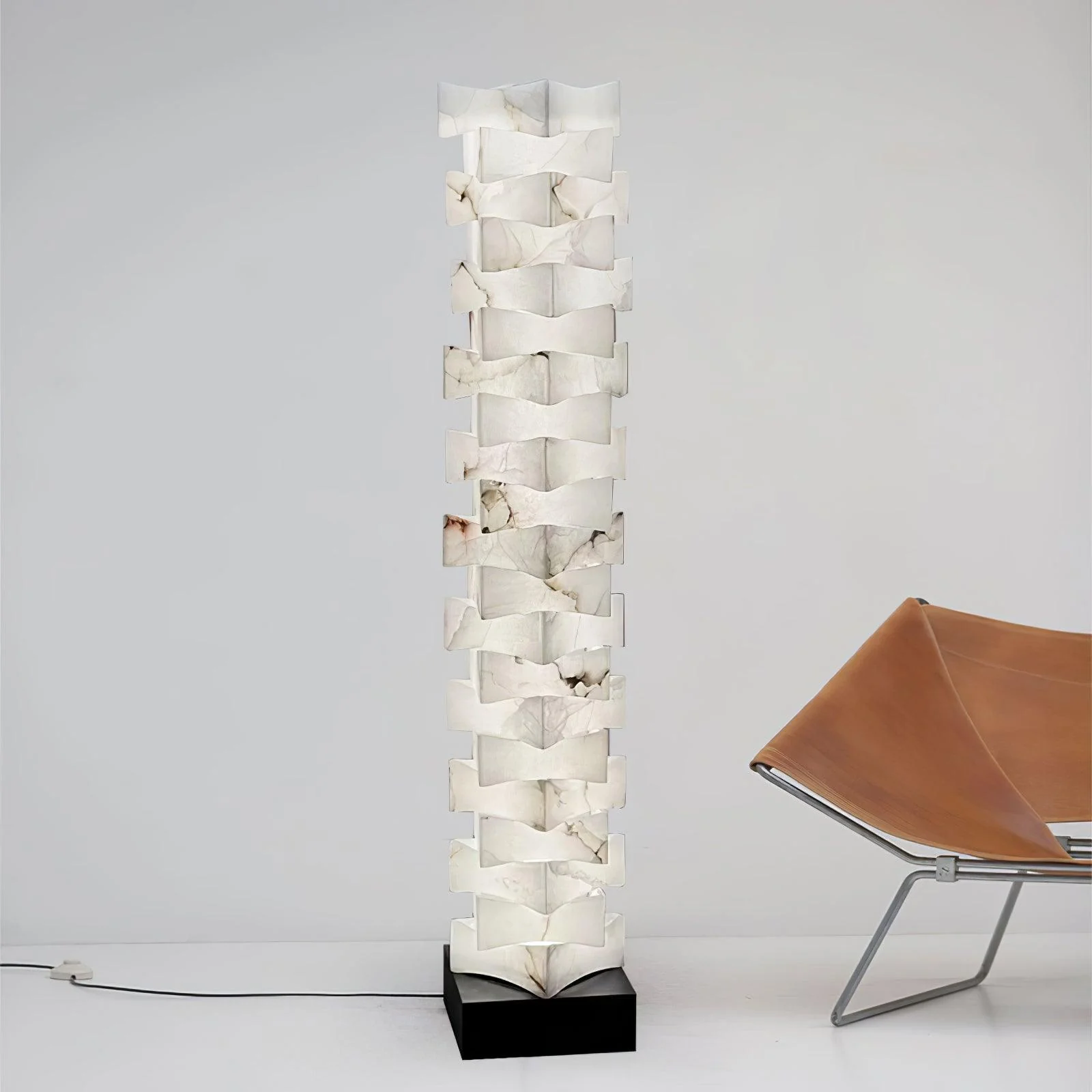 Stacked Alabaster Squares Floor Lamp - Image 3