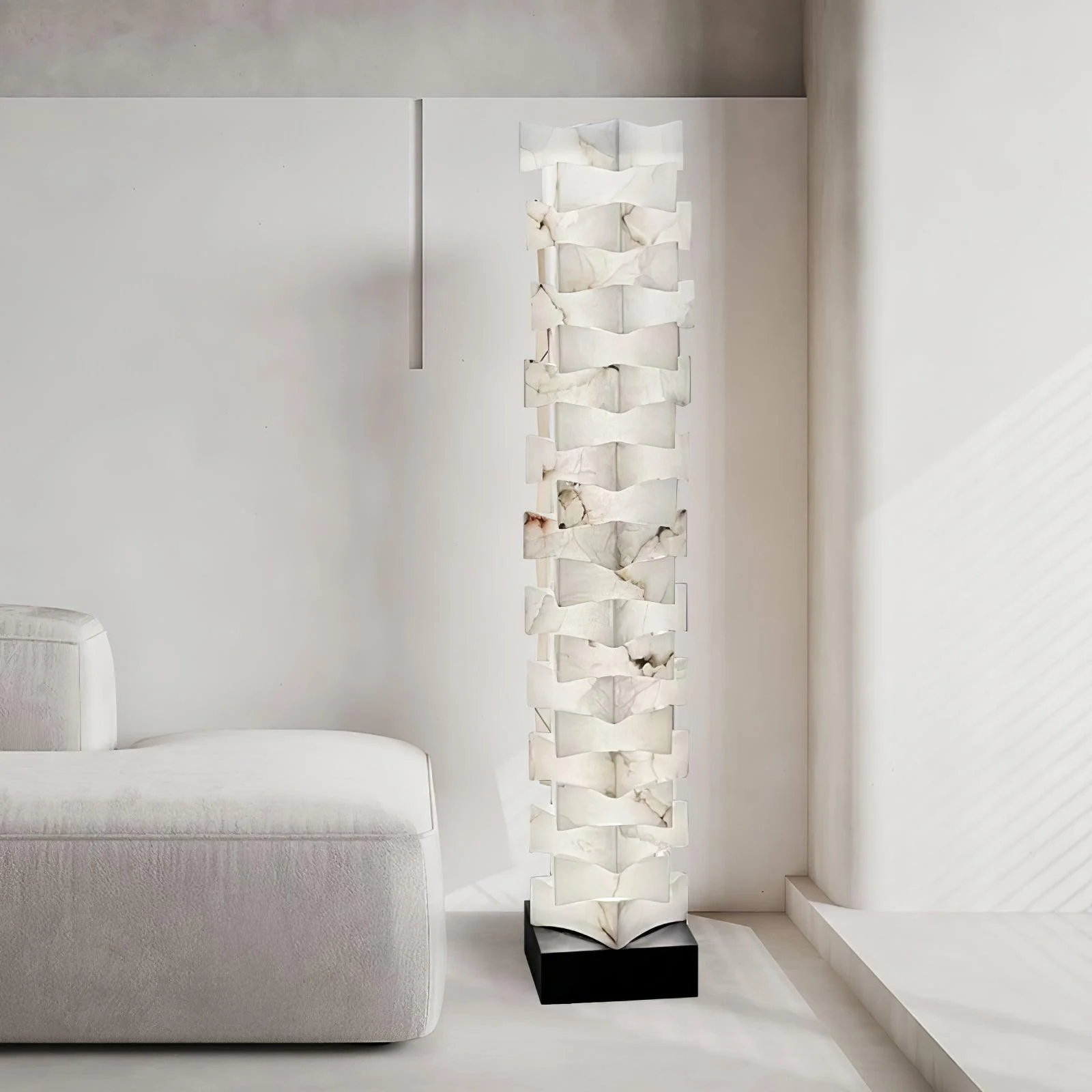 Stacked Alabaster Squares Floor Lamp - Image 4