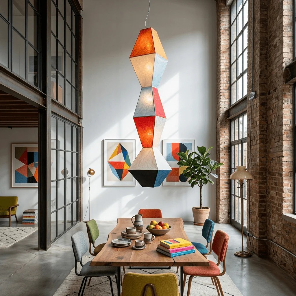Stacked Geometric Rice Paper Pendant Lamp - Image 5