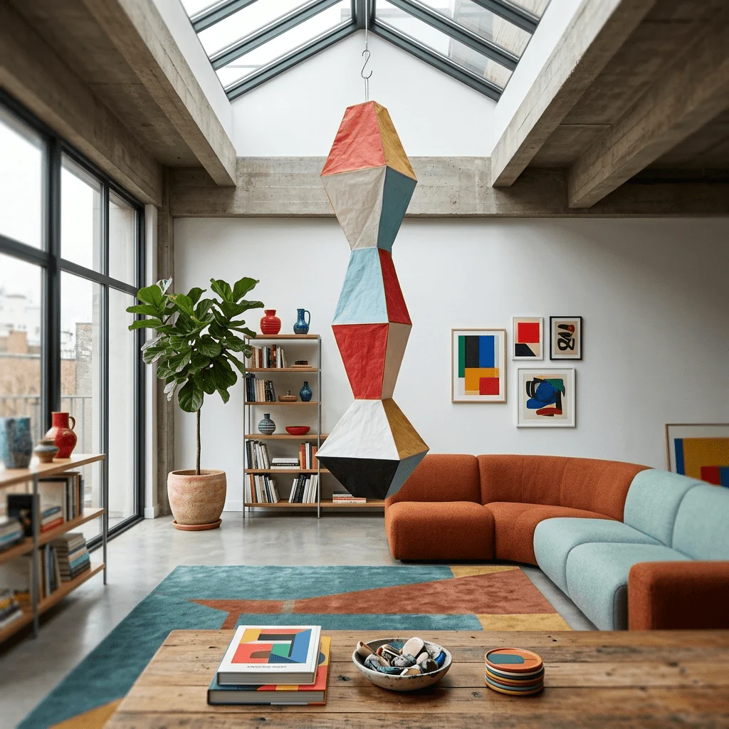 Stacked Geometric Rice Paper Pendant Lamp - Image 6