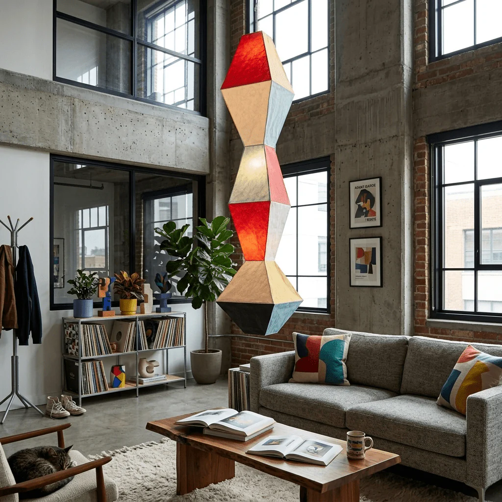Stacked Geometric Rice Paper Pendant Lamp - Image 8