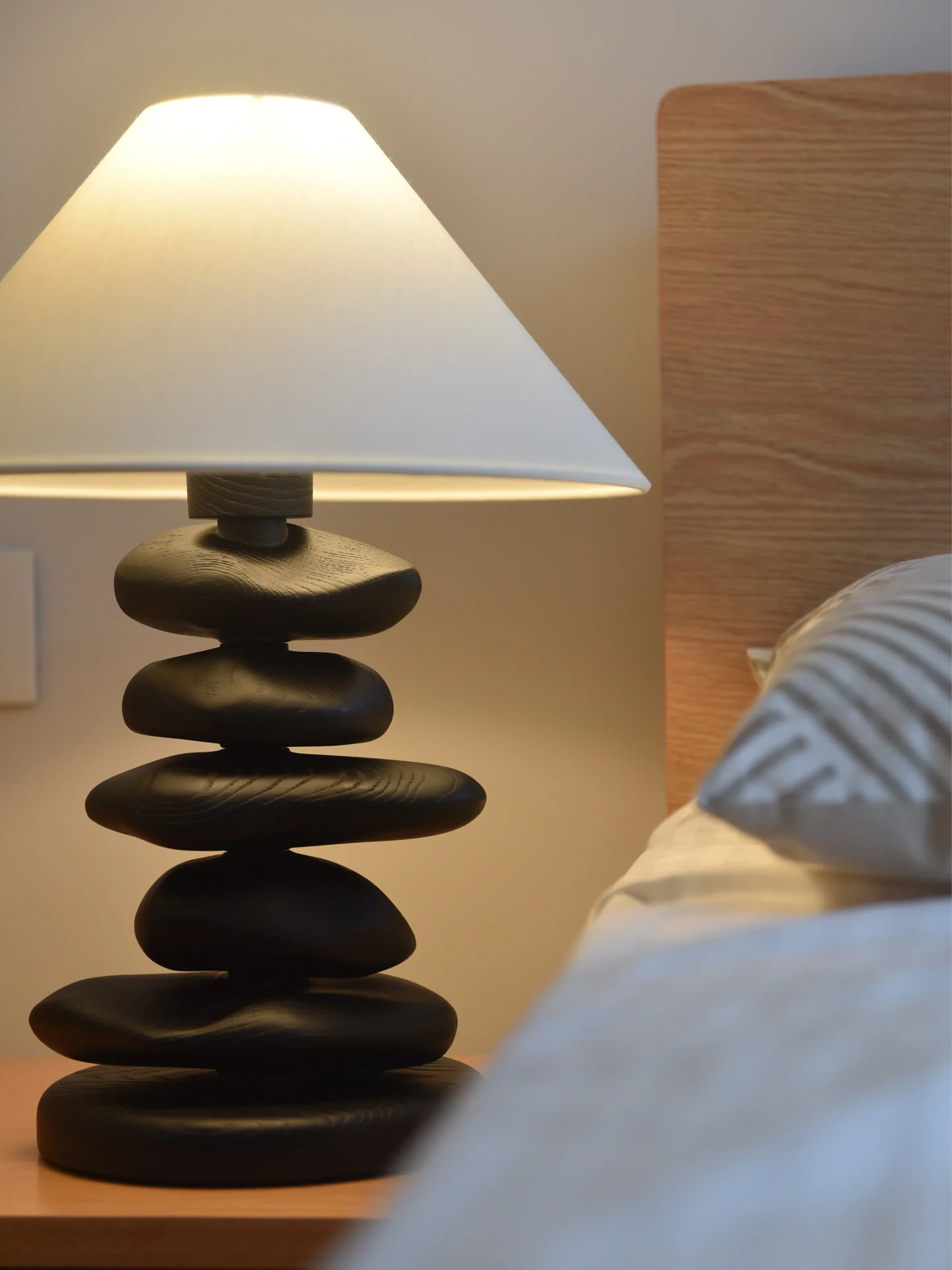 Stacked Pebble Wood Table Lamp - Image 10
