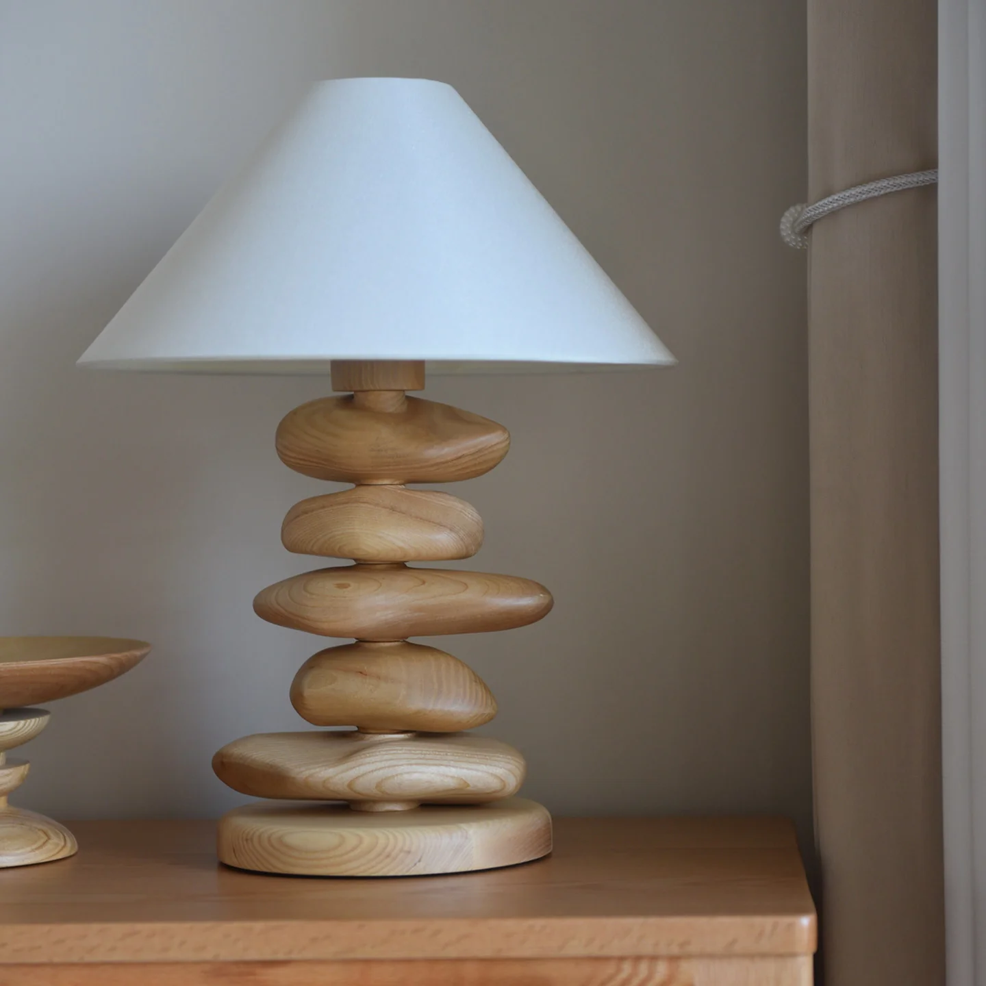 Stacked Pebble Wood Table Lamp - Image 13