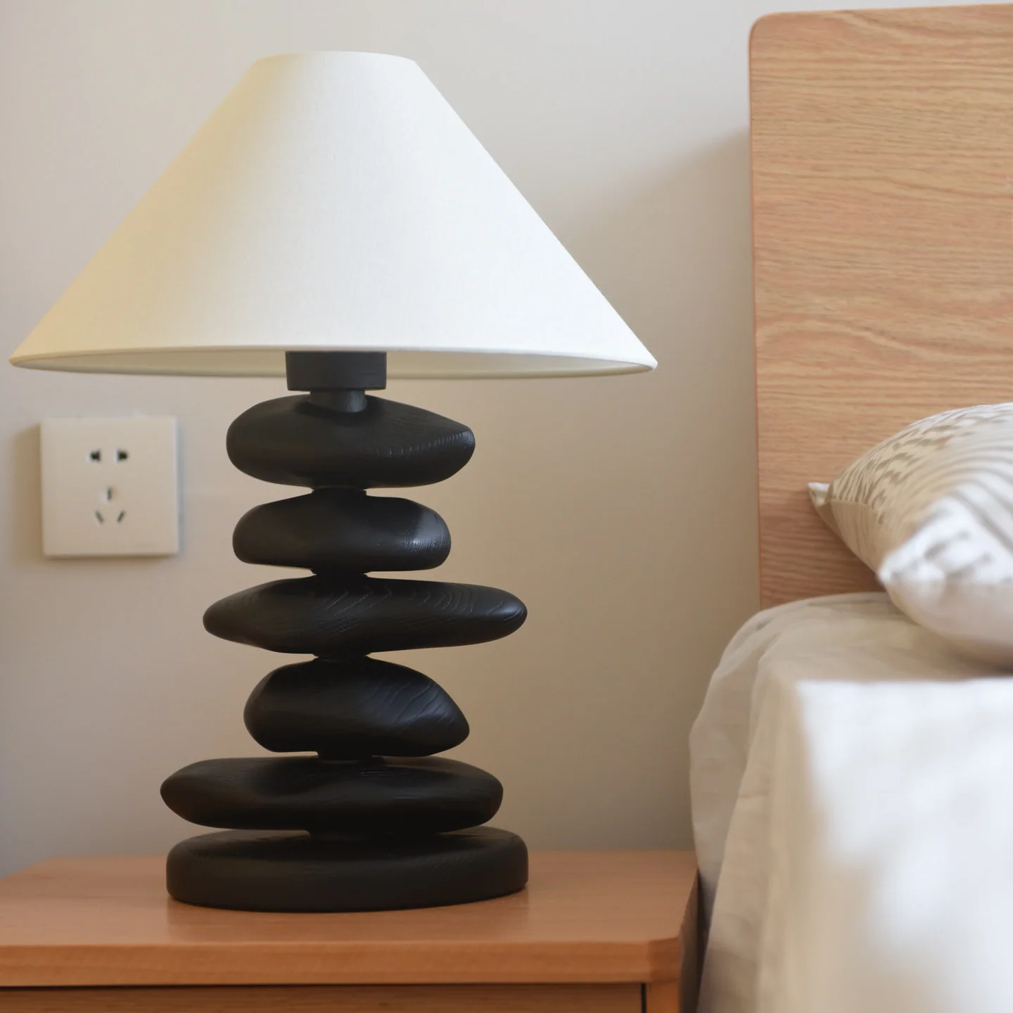 Stacked Pebble Wood Table Lamp - Image 14