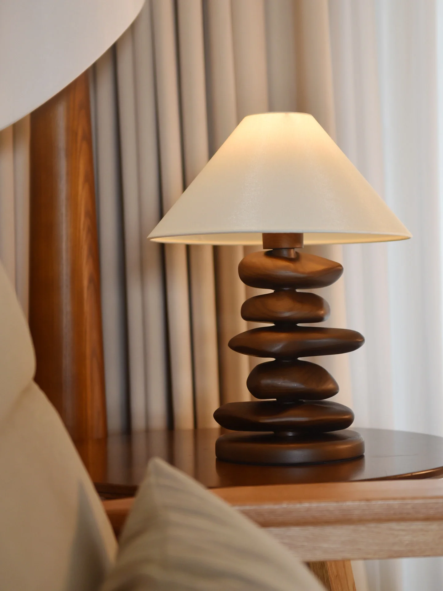 Stacked Pebble Wood Table Lamp - Image 15