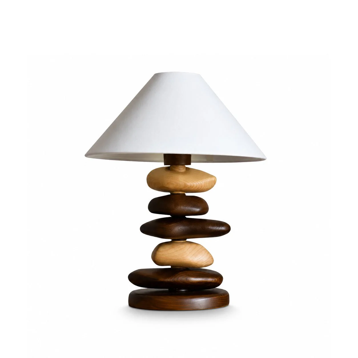 Stacked Pebble Wood Table Lamp - Image 17