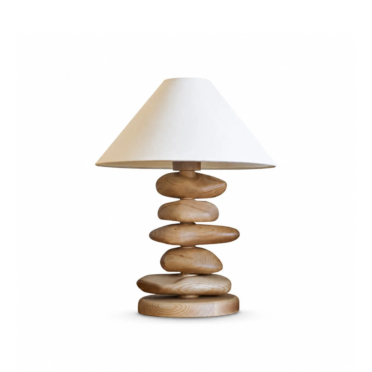 Stacked Pebble Wood Table Lamp - Image 18