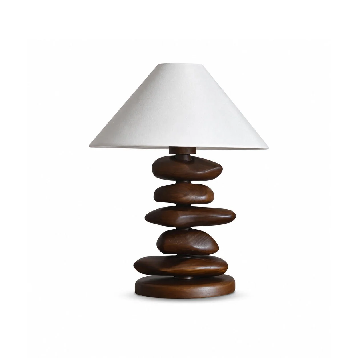 Stacked Pebble Wood Table Lamp - Image 19