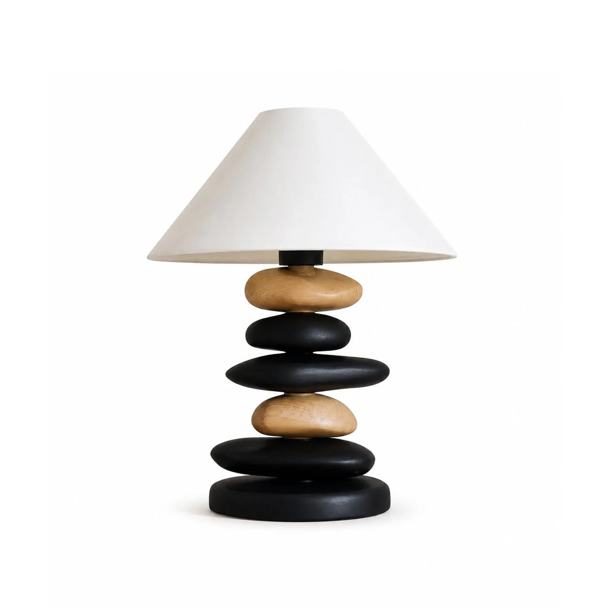 Stacked Pebble Wood Table Lamp - Image 20