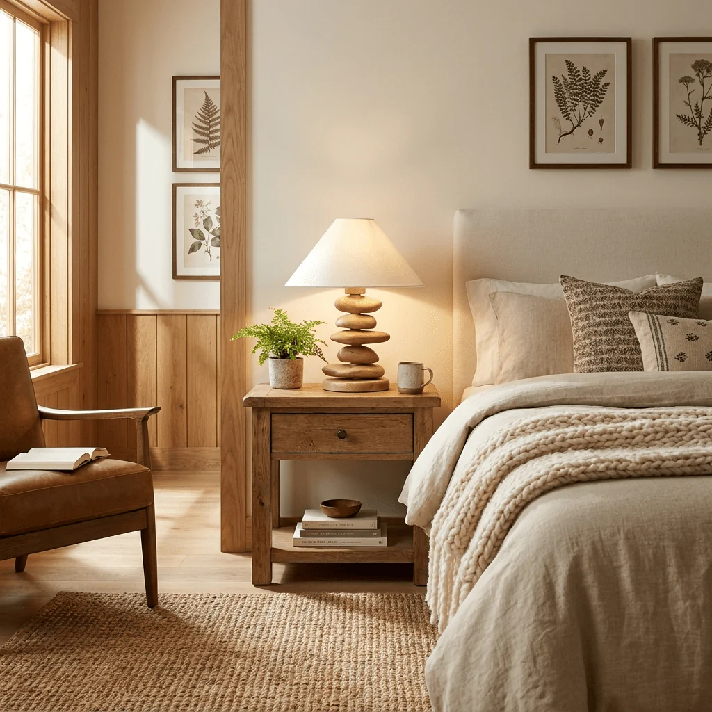 Stacked Pebble Wood Table Lamp - Image 23
