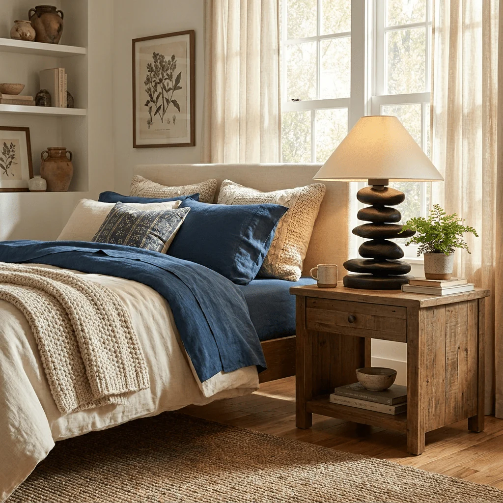 Stacked Pebble Wood Table Lamp - Image 3