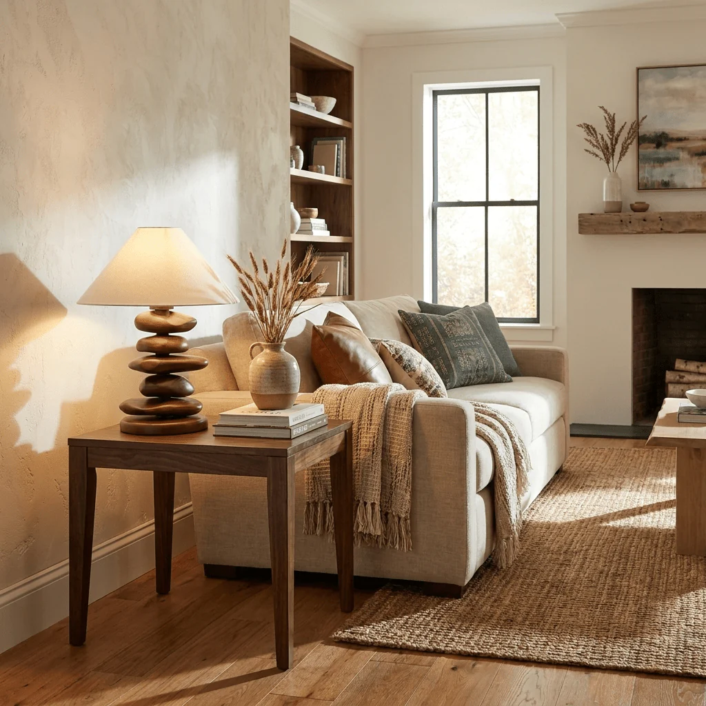 Stacked Pebble Wood Table Lamp - Image 6