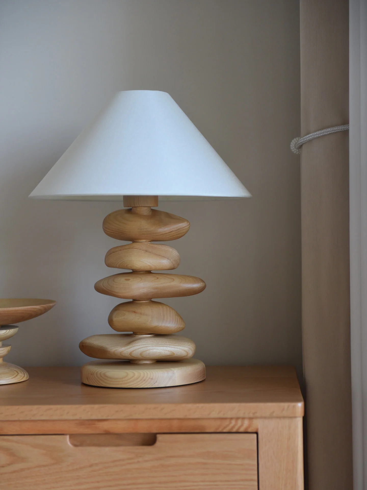Stacked Pebble Wood Table Lamp - Image 9