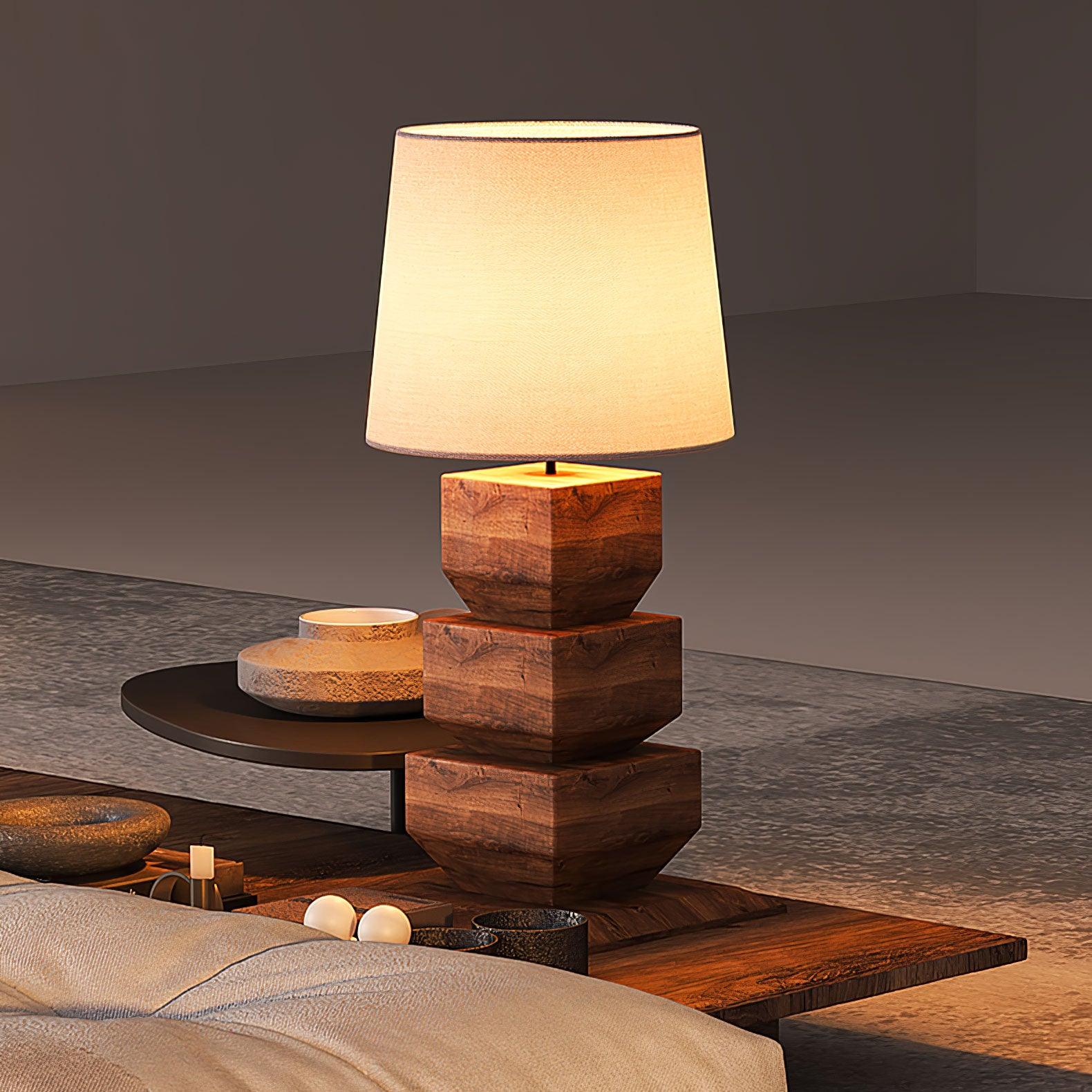 Stacked Wooden Table Lamp - Image 4