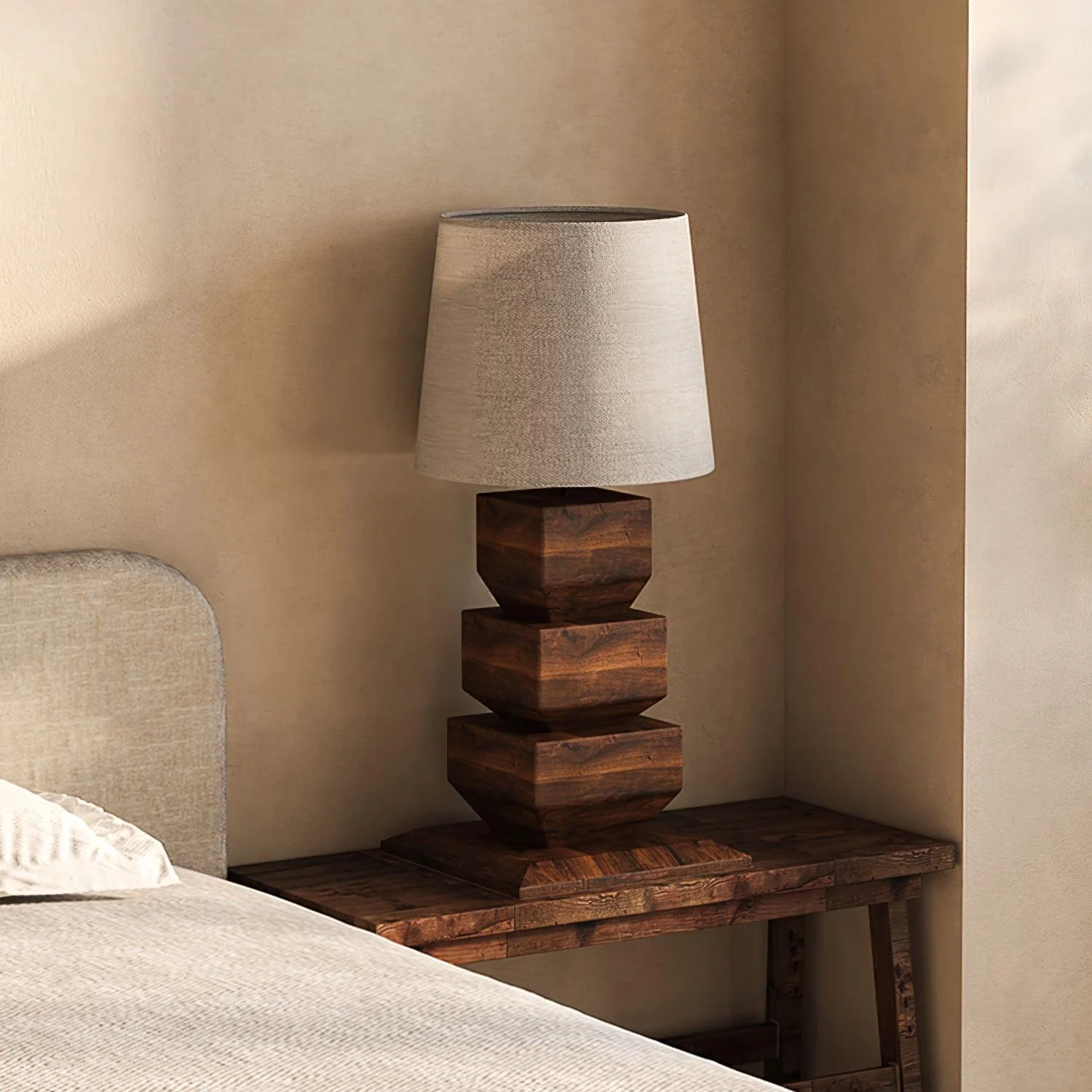 Stacked Wooden Table Lamp - Image 5