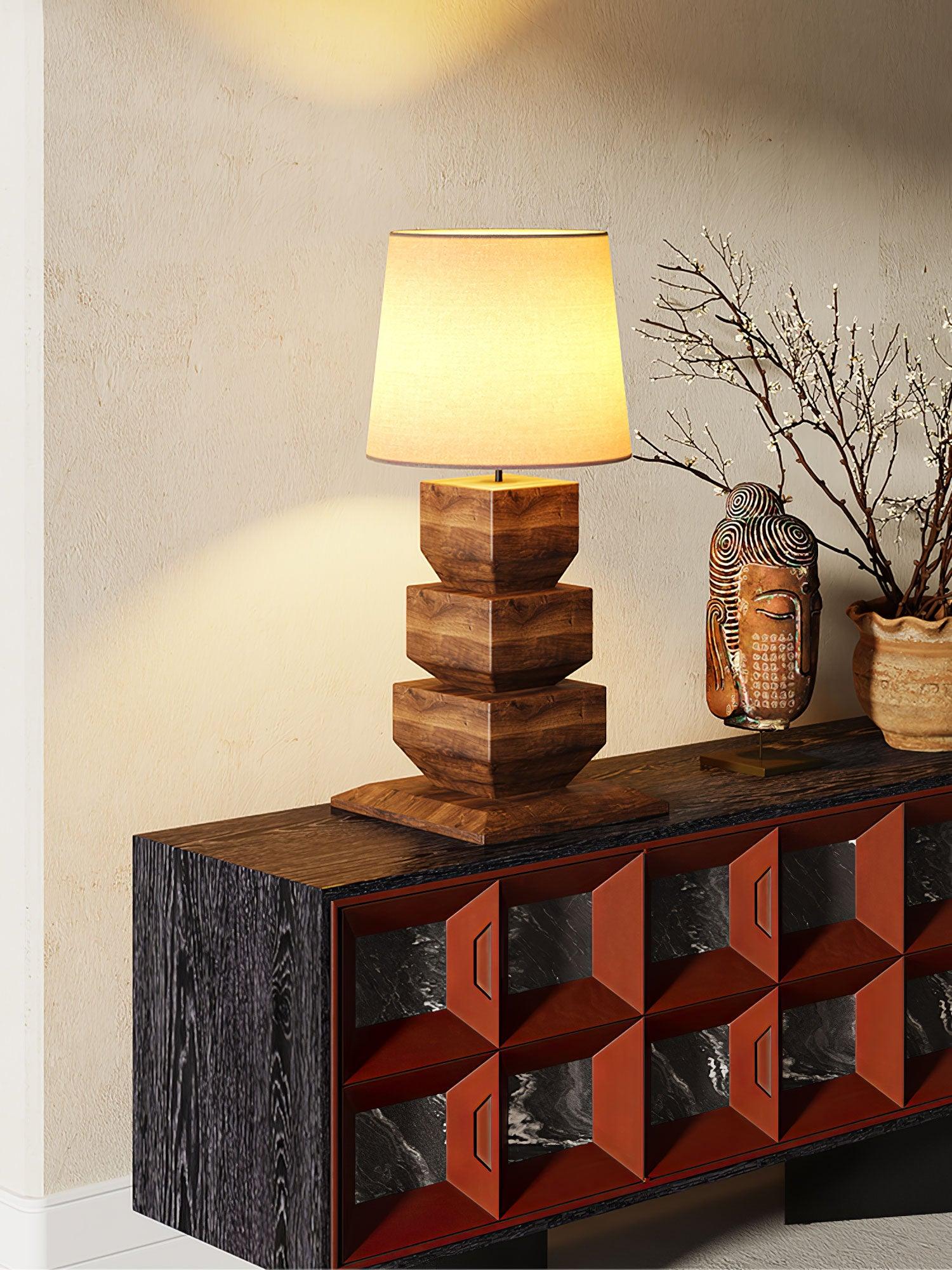 Stacked Wooden Table Lamp - Image 7