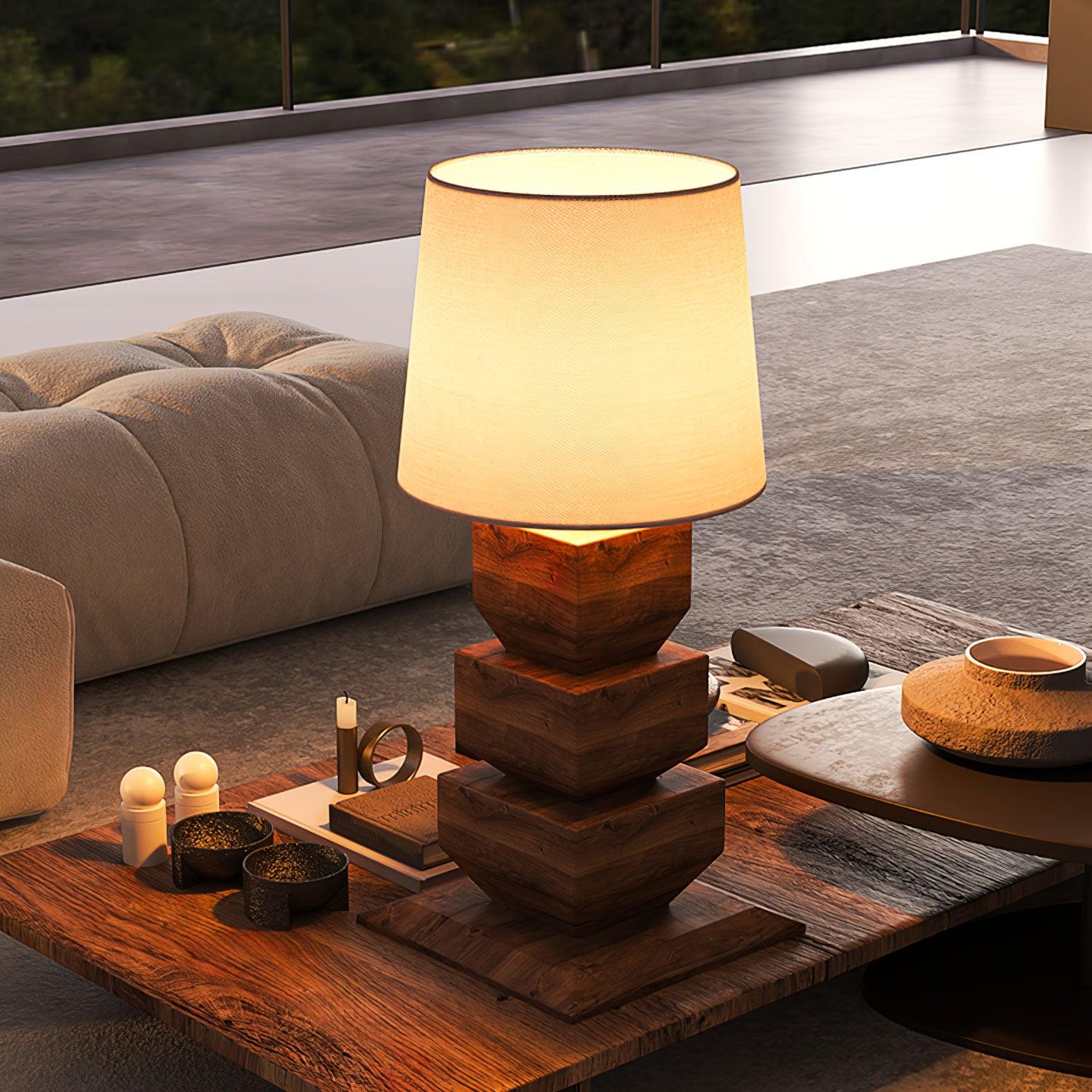 Stacked Wooden Table Lamp - Image 8