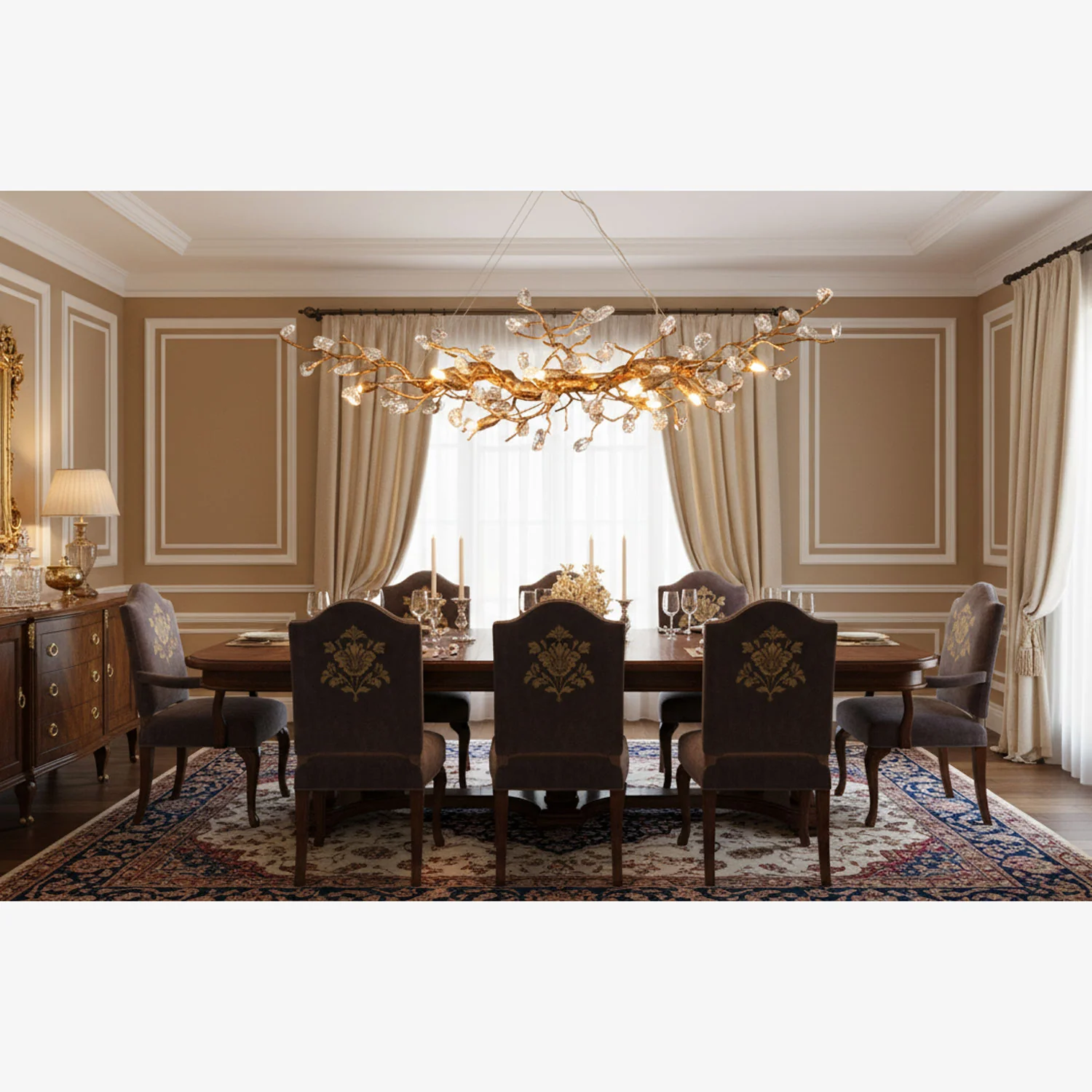 Stone Crystal Brass Chandelier - Image 11
