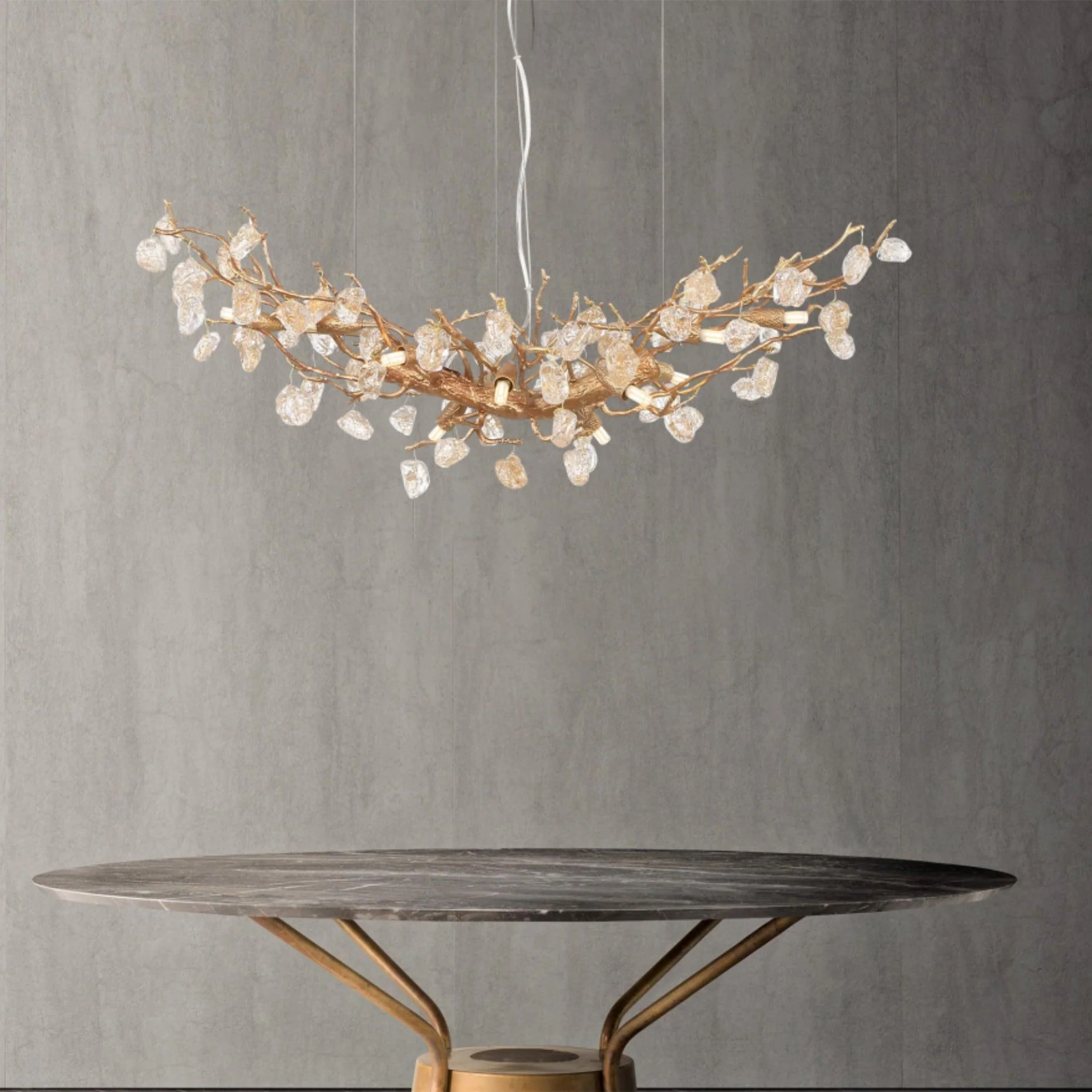 Stone Crystal Brass Chandelier - Image 12