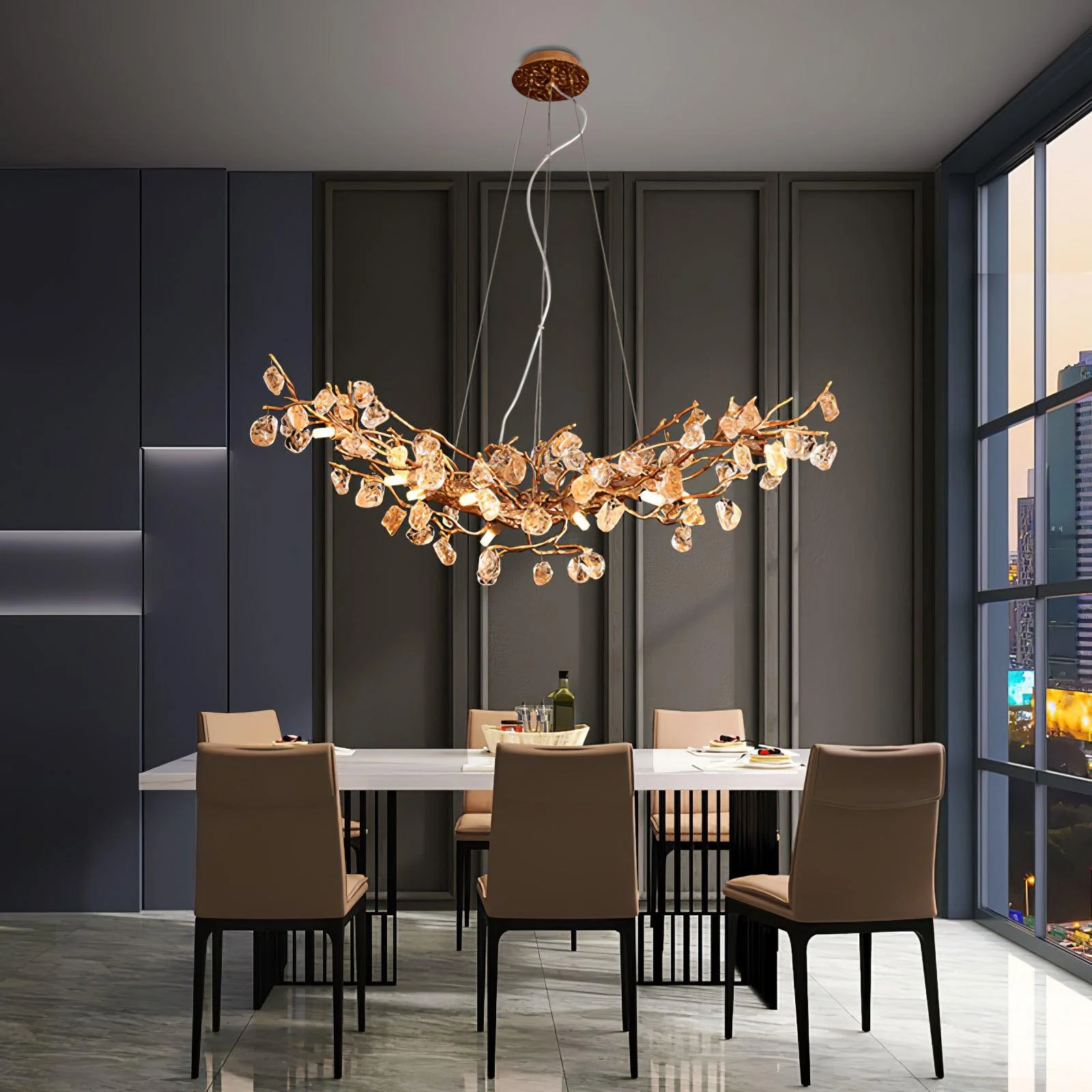Stone Crystal Brass Chandelier - Image 24