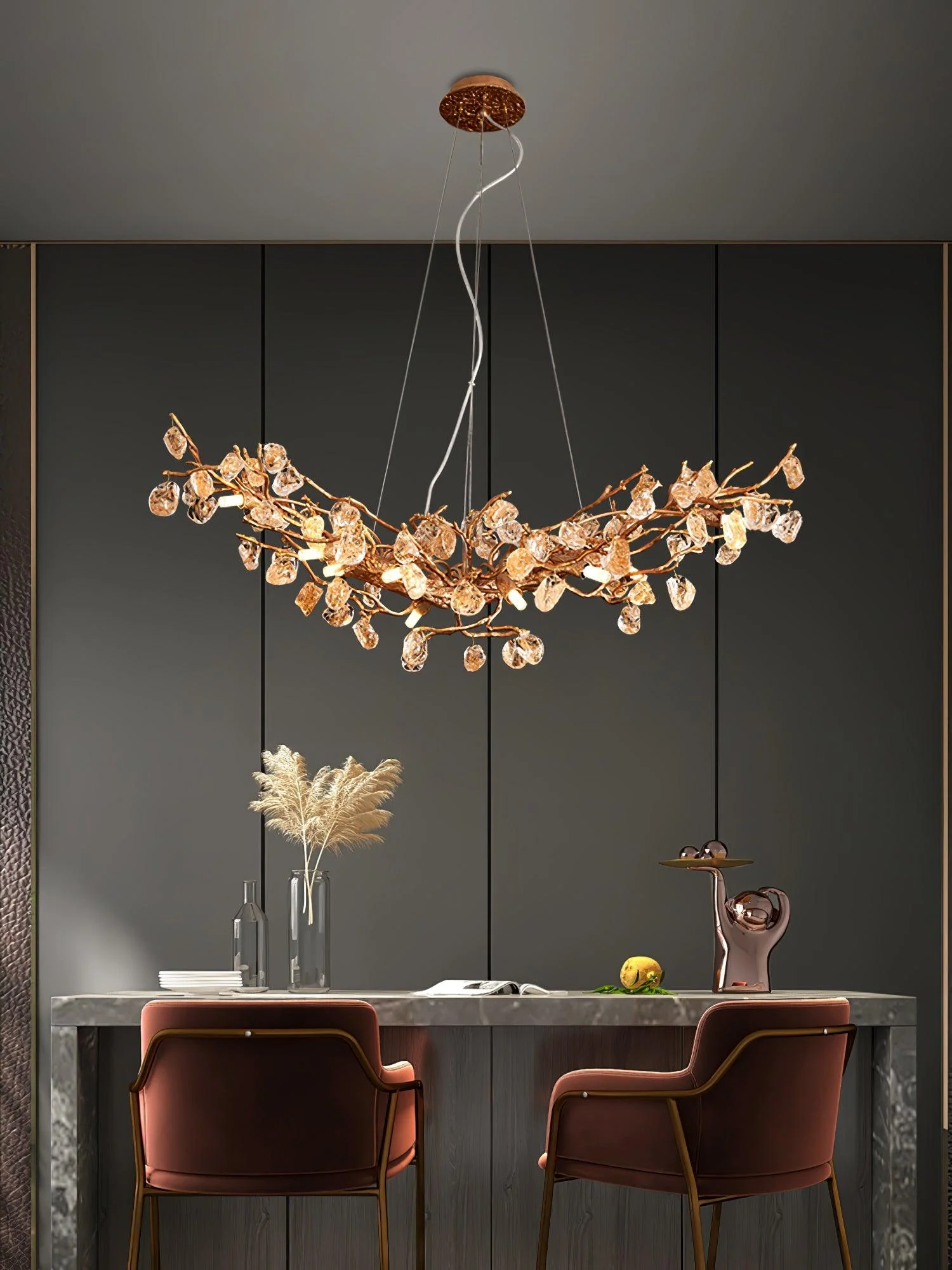 Stone Crystal Brass Chandelier - Image 28