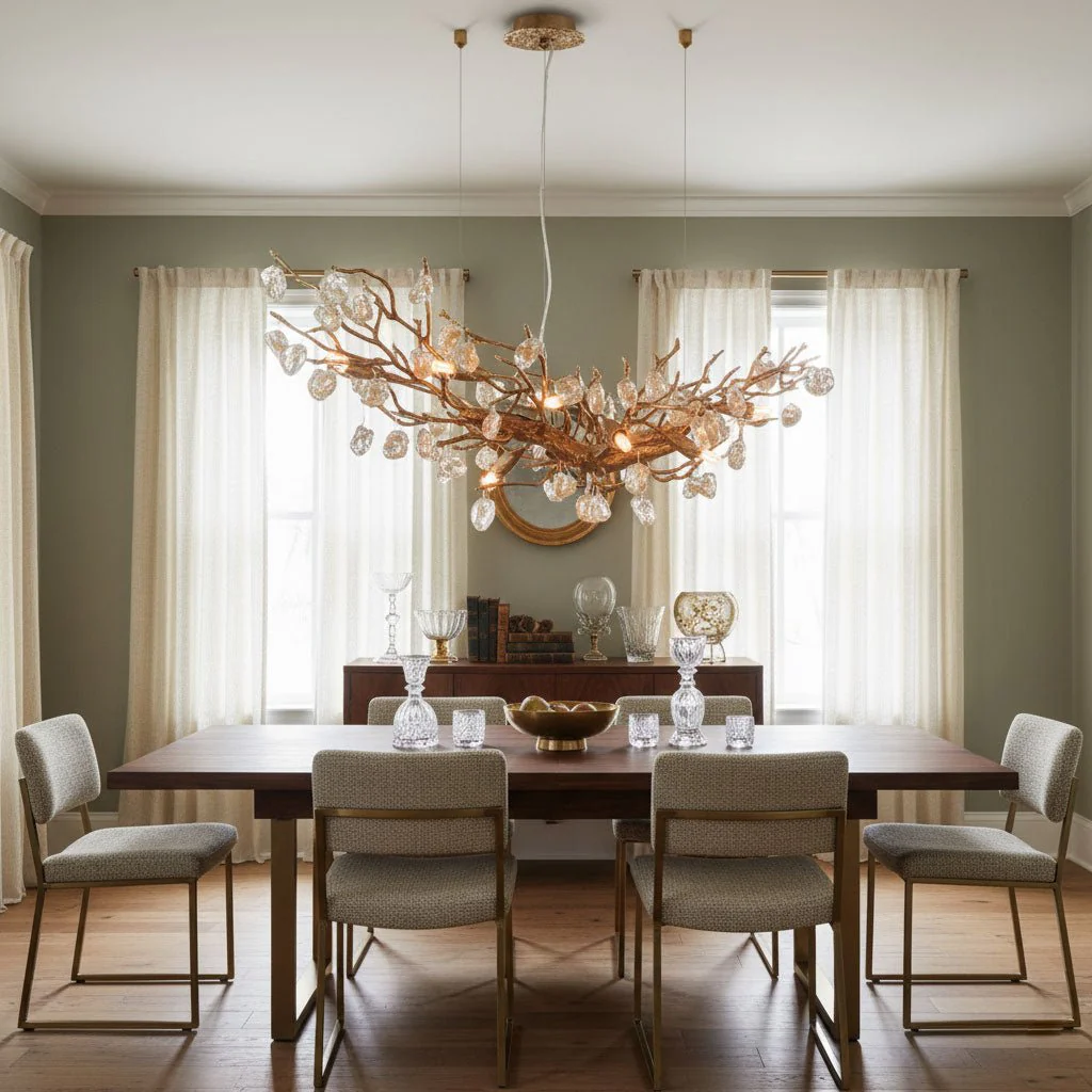 Stone Crystal Brass Chandelier - Image 3