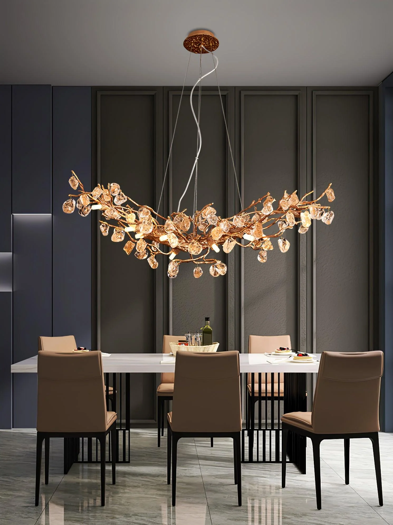 Stone Crystal Brass Chandelier - Image 30
