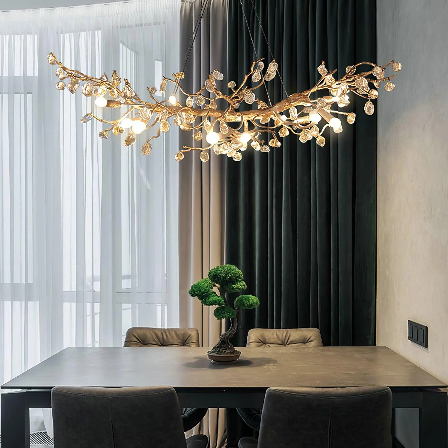 Stone Crystal Brass Chandelier - Image 33