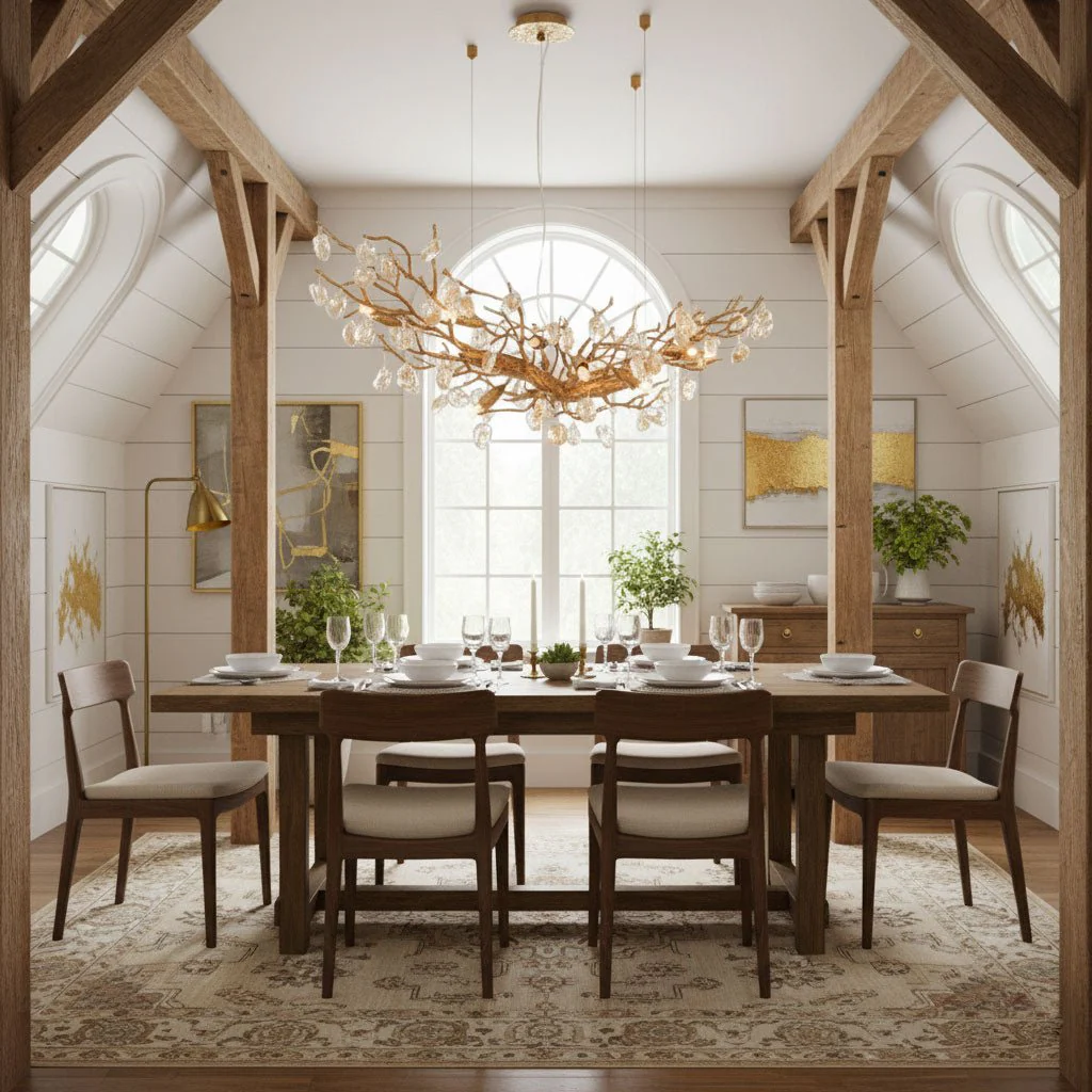Stone Crystal Brass Chandelier - Image 4