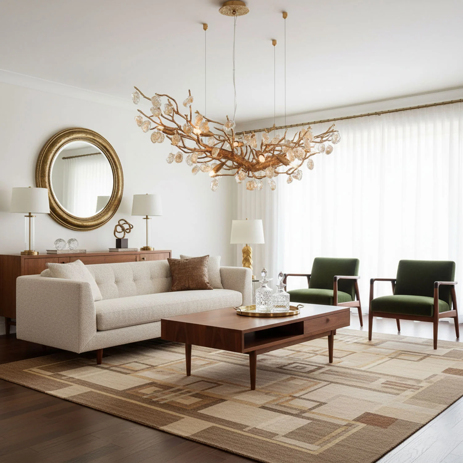 Stone Crystal Brass Chandelier - Image 5