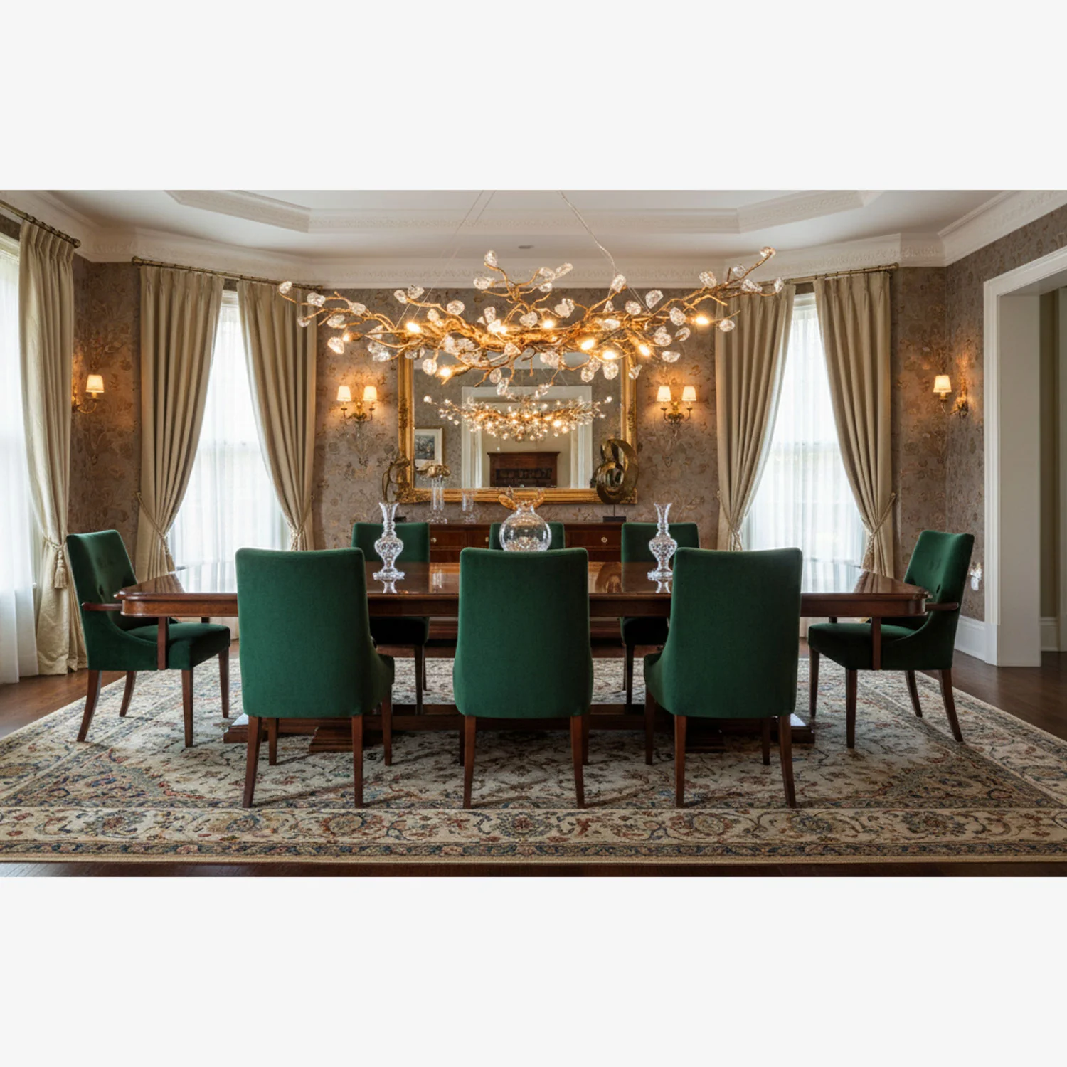 Stone Crystal Brass Chandelier - Image 8