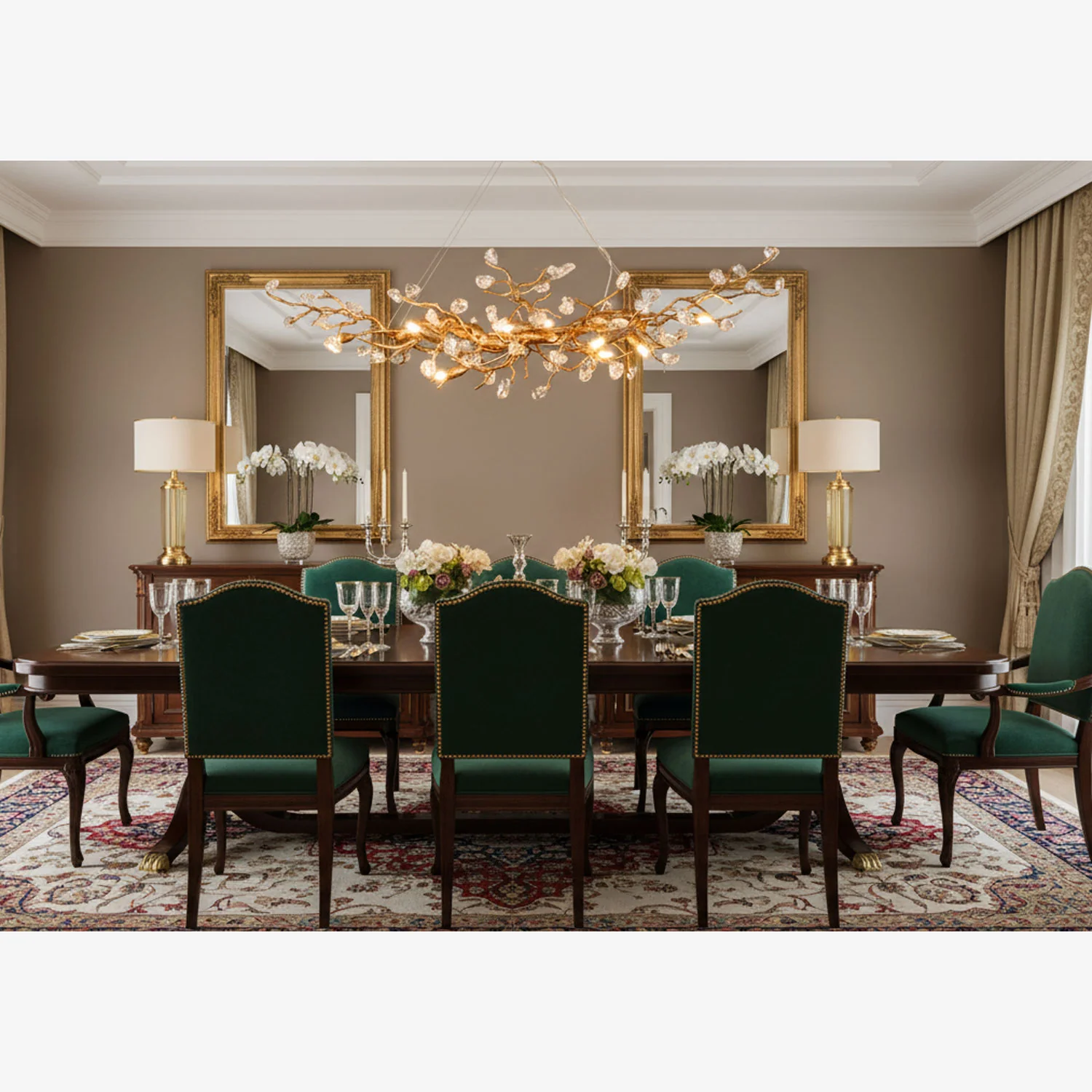 Stone Crystal Brass Chandelier - Image 9