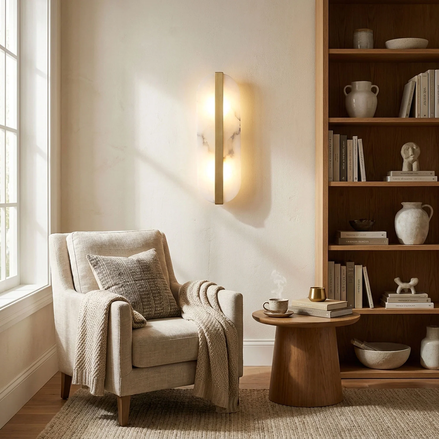 Long Ellipse Alabaster Wall Sconce - Image 4