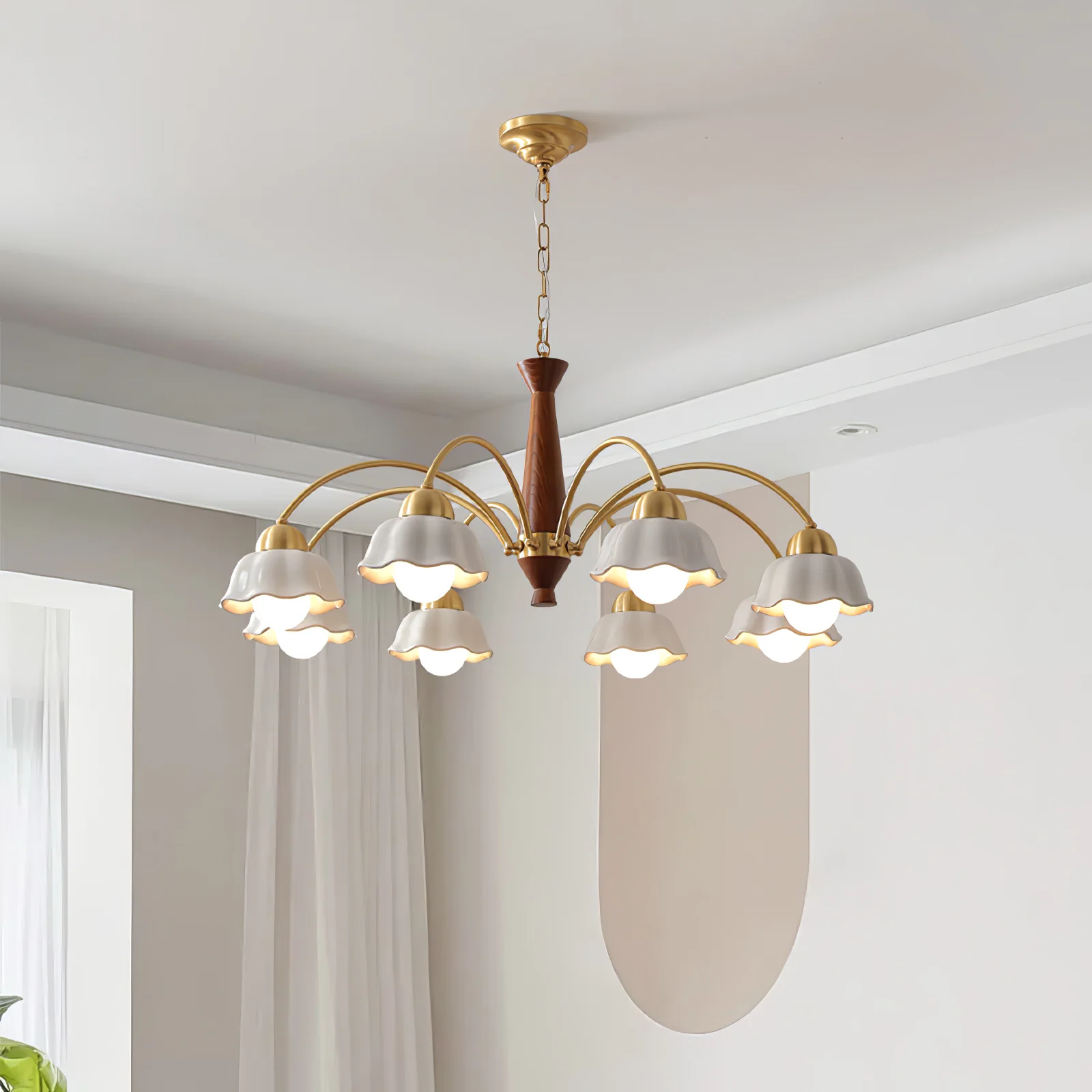 Swedish Modern Gold Chandelier - Image 2
