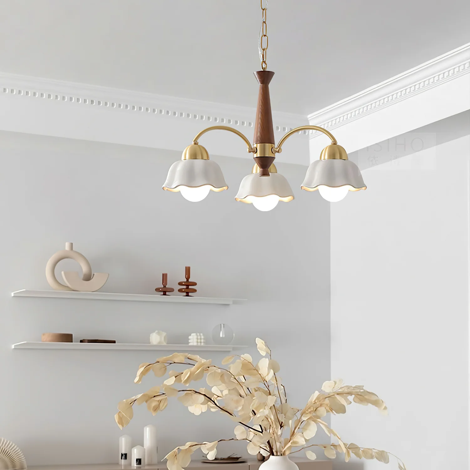 Swedish Modern Gold Chandelier - Image 4