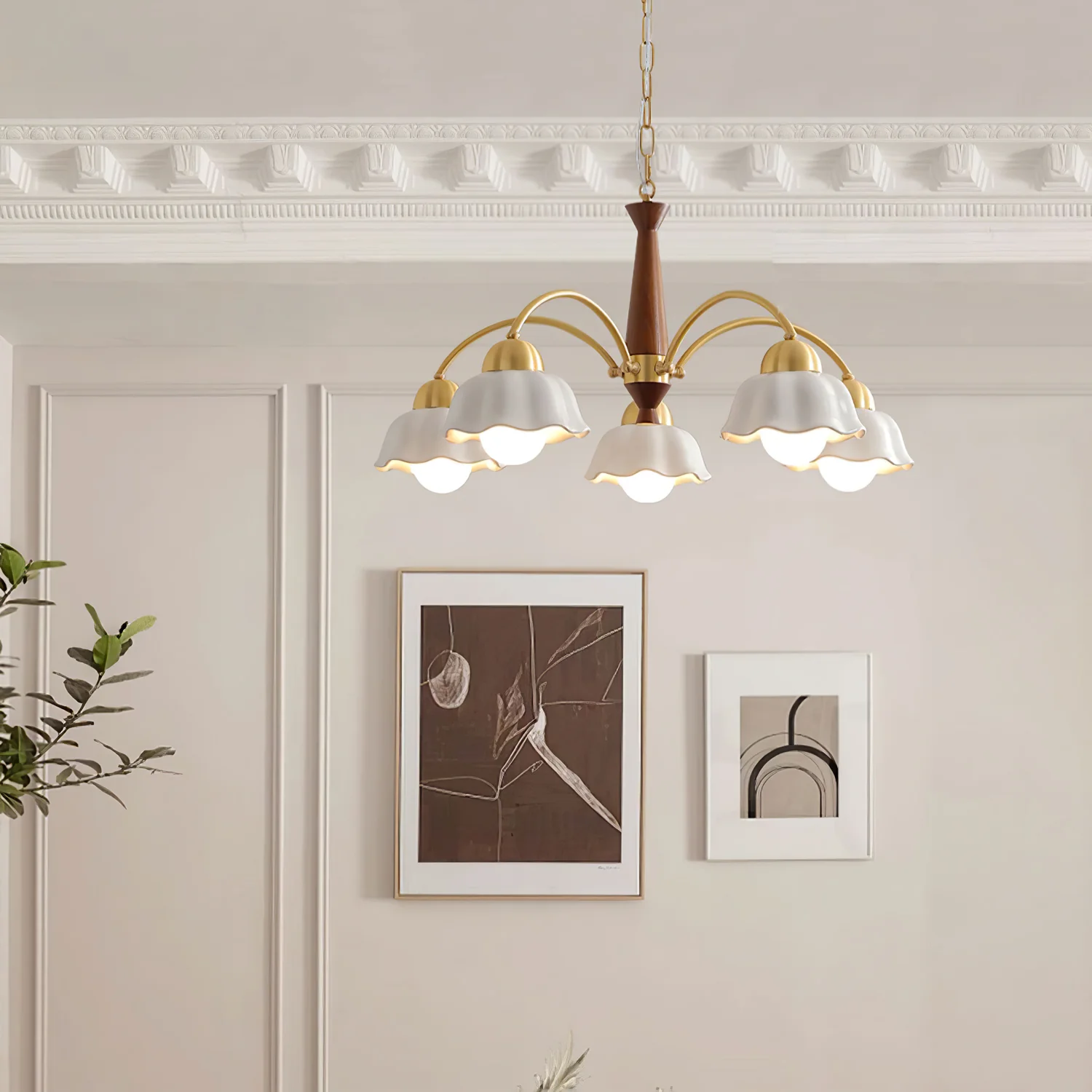 Swedish Modern Gold Chandelier - Image 5