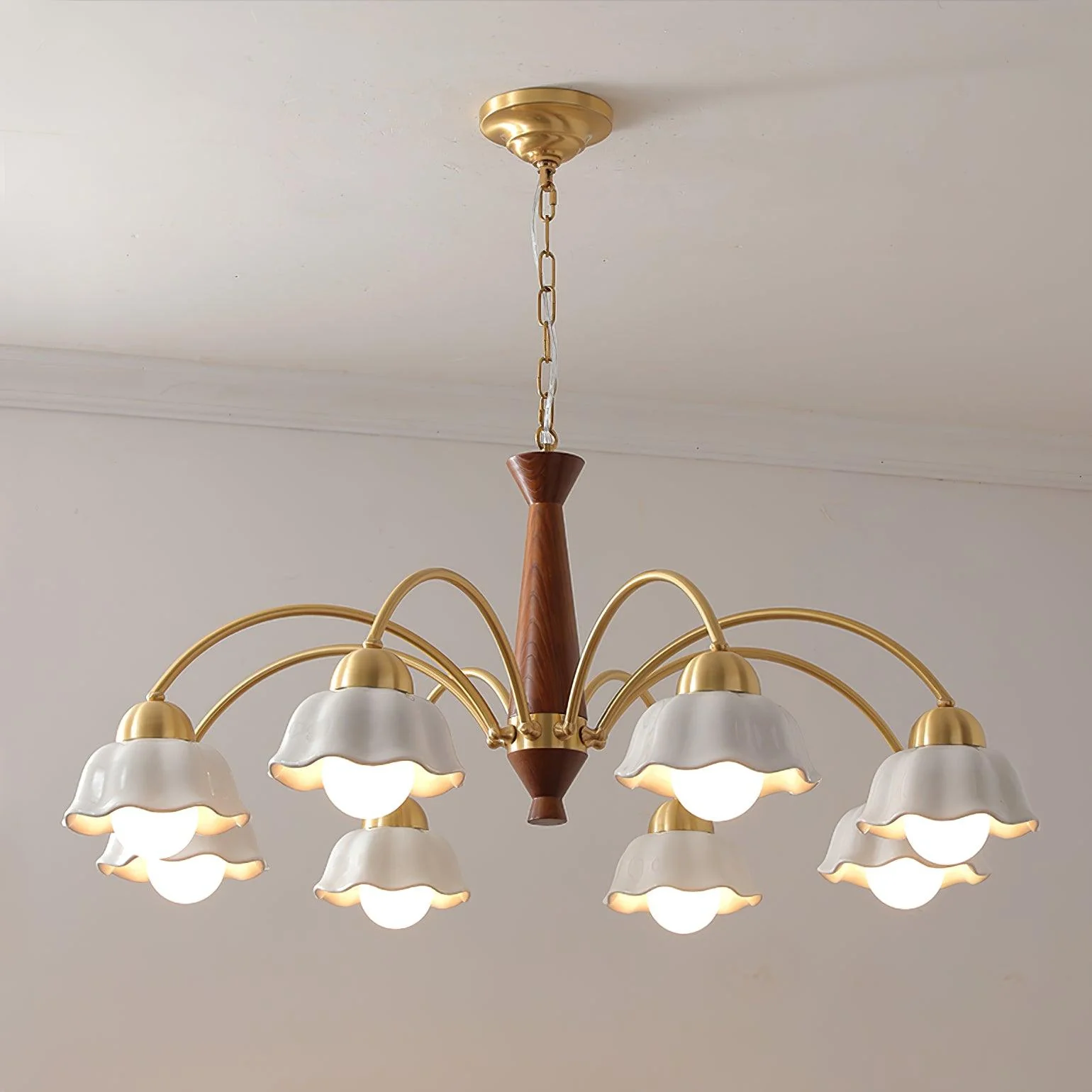 Swedish Modern Gold Chandelier - Image 7