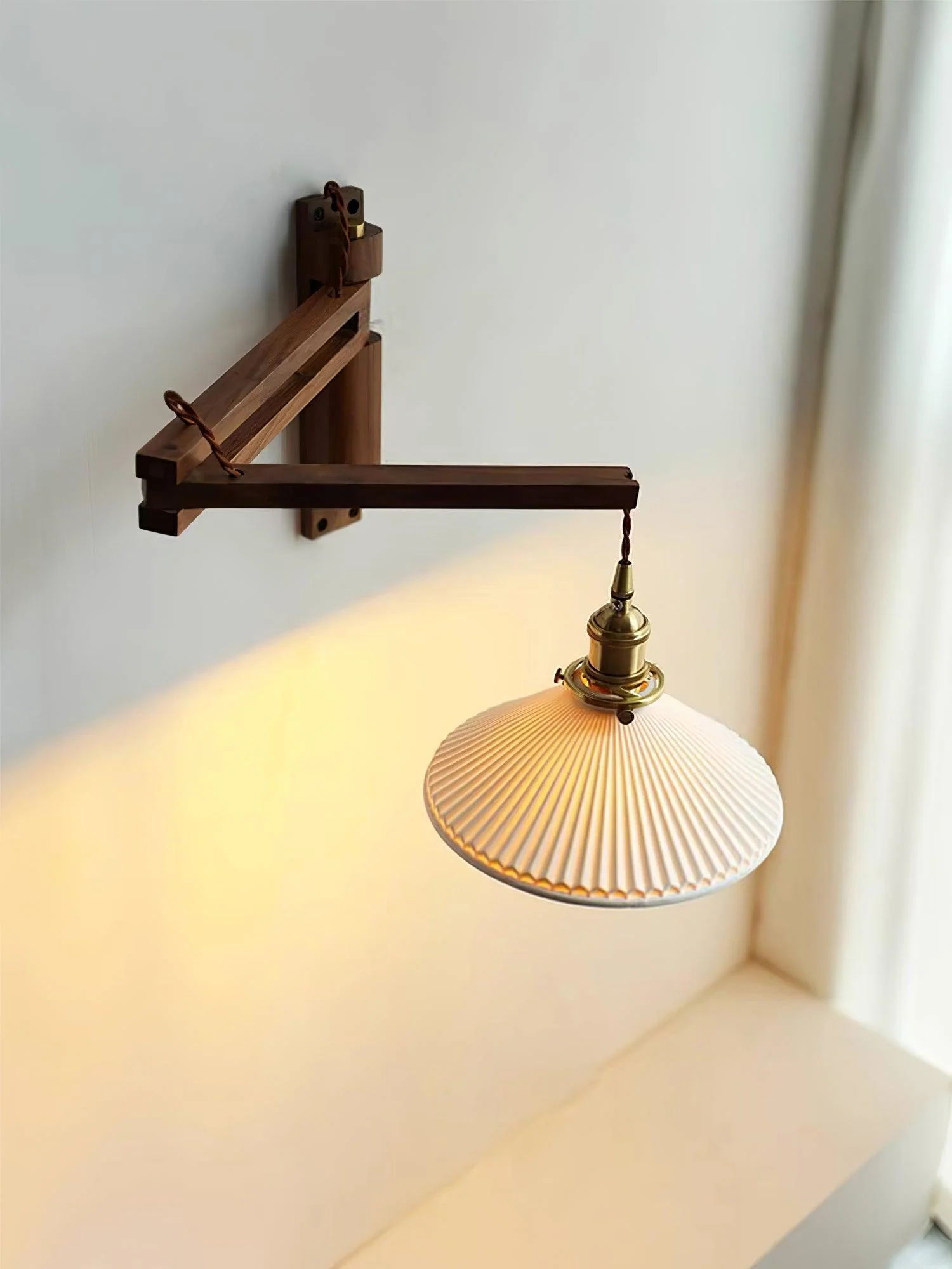 Swing Arm Walnut Wall Light - Image 2