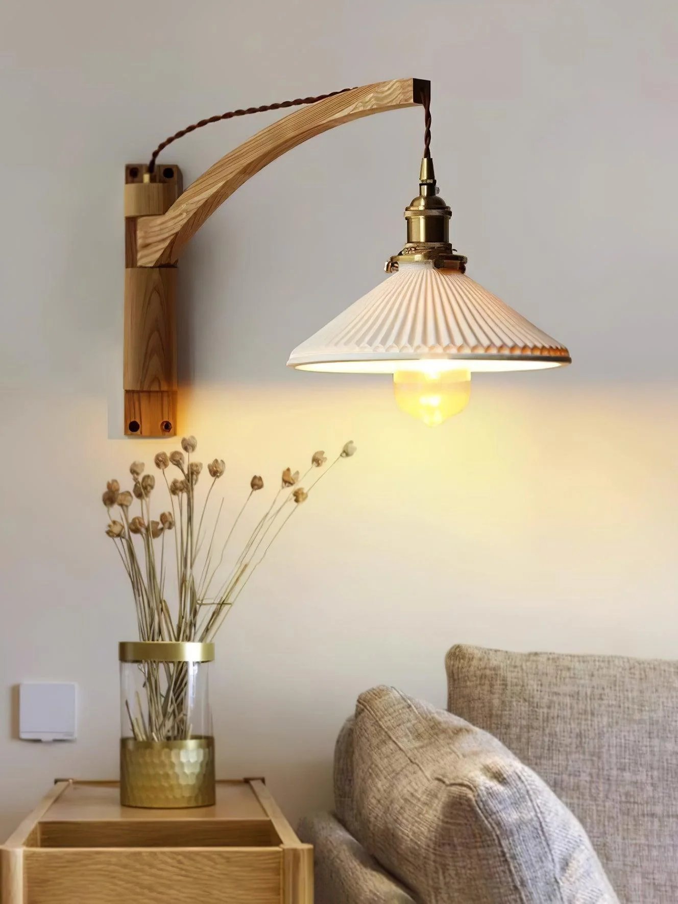 Swing Arm Walnut Wall Light - Image 4