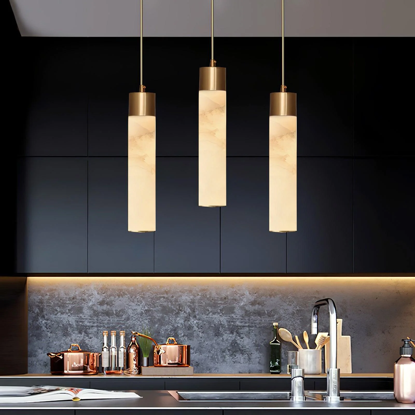 Alabaster Tala Brass Pendant Lamp - Image 16