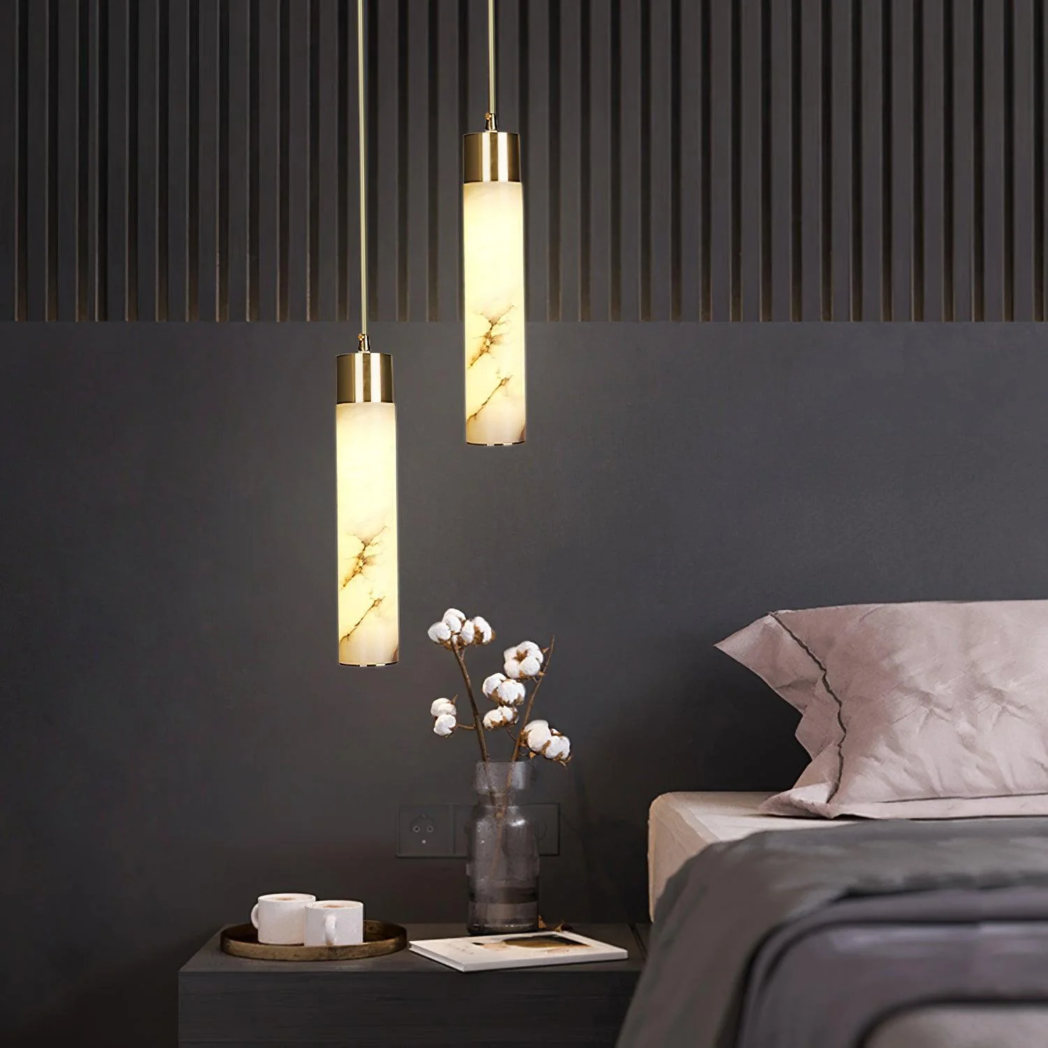 Alabaster Tala Brass Pendant Lamp - Image 4