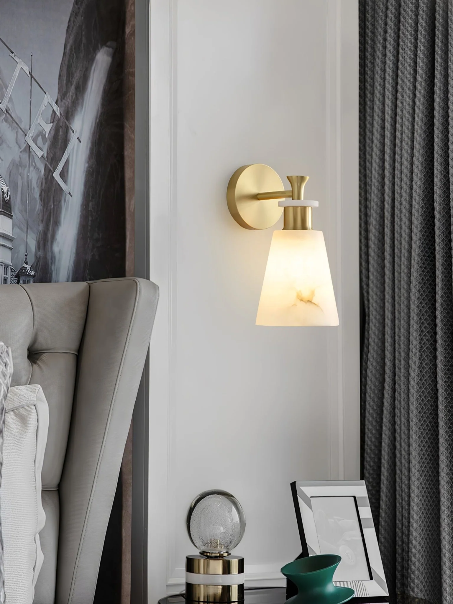 Tapered Alabaster Wall Sconce - Image 6