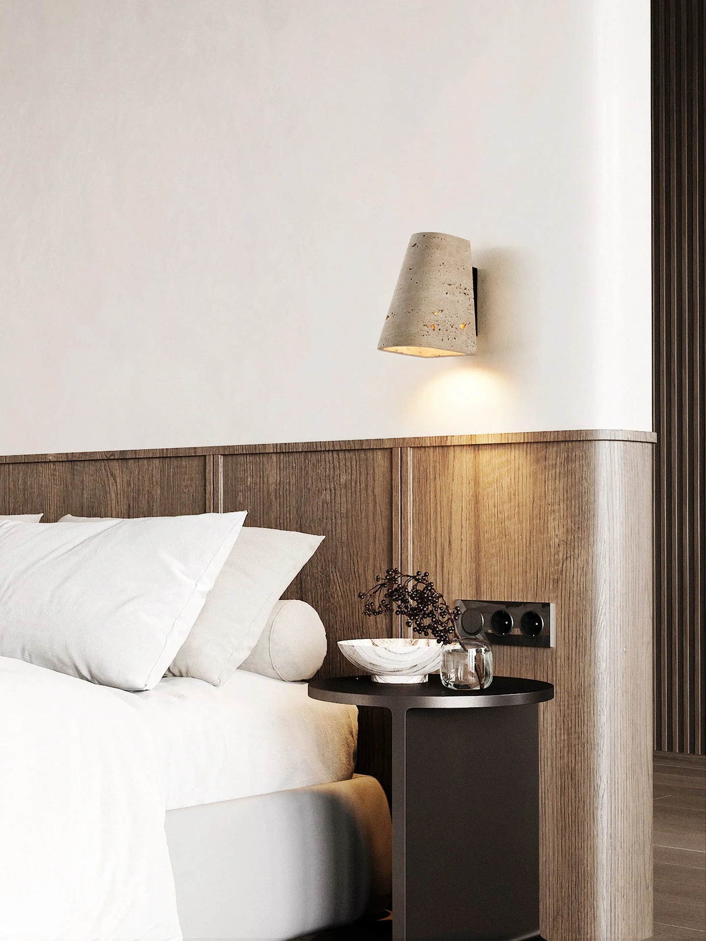 Tapered Travertine Wall Sconce - Image 8