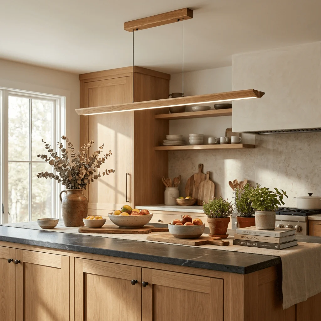 Tapered Wood Linear Pendant Lamp - Image 16