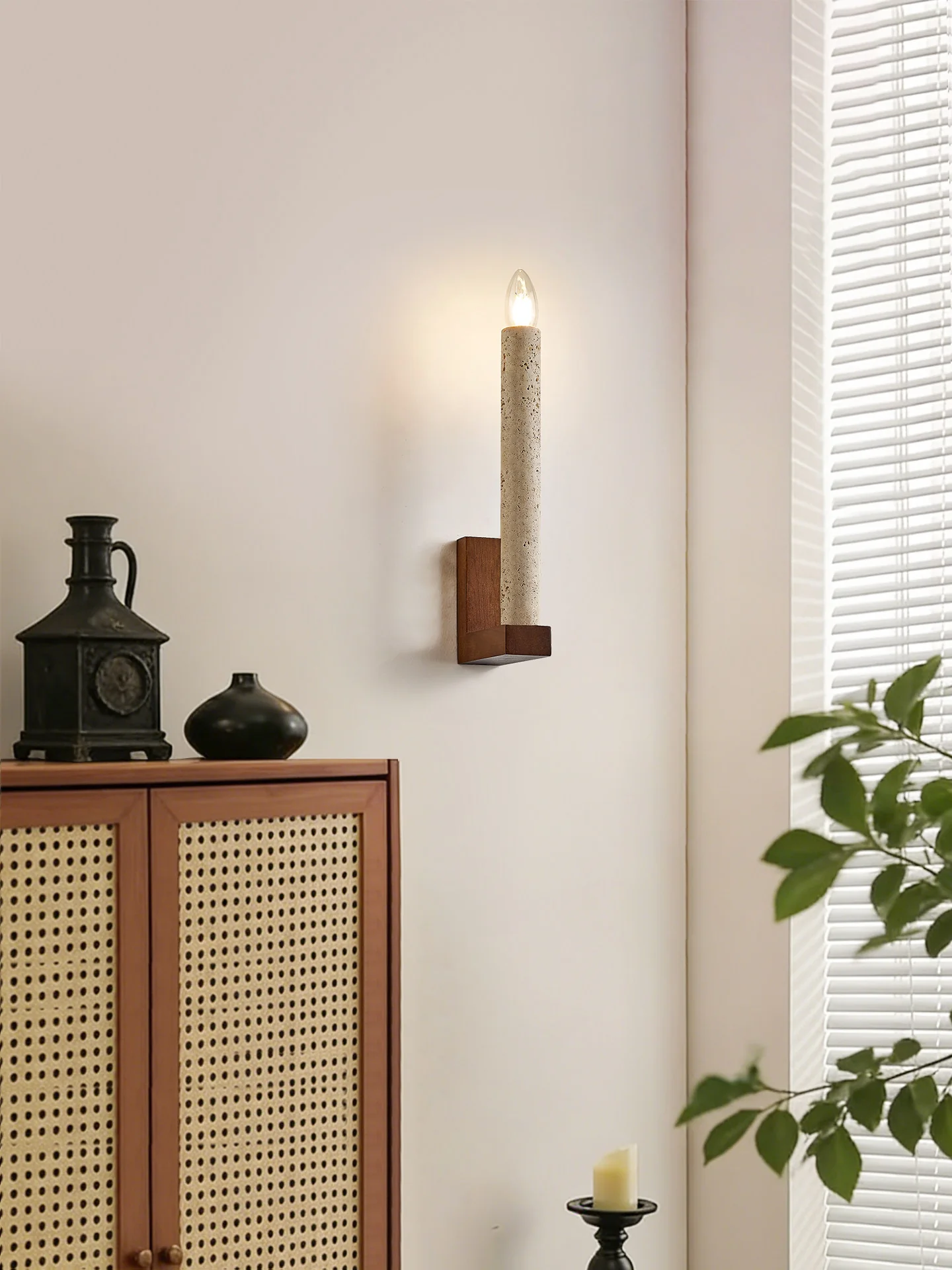 Tavian Travertine Candle Wall Lamp - Image 14