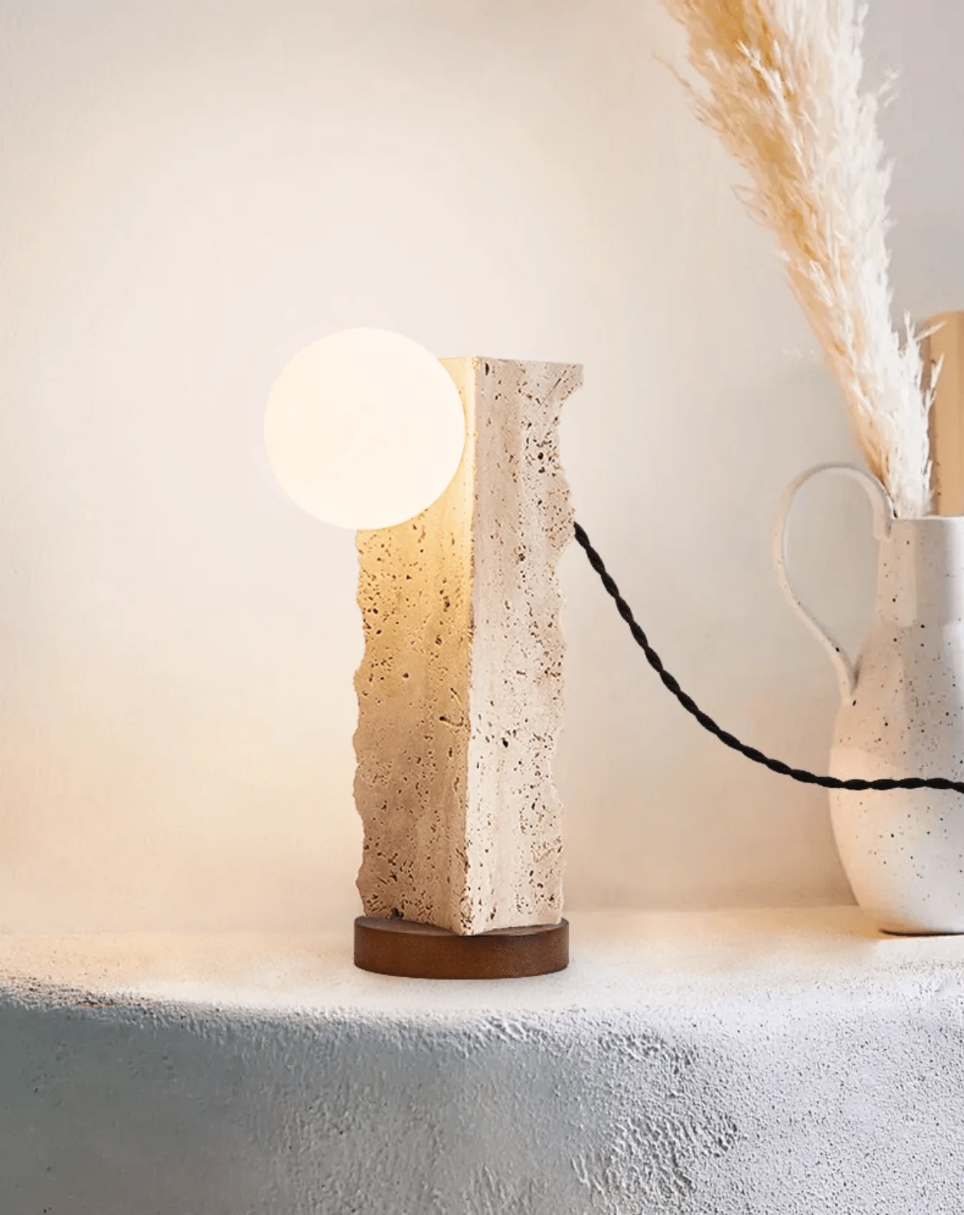 Terra Travertine Orb Table Lamp - Image 2