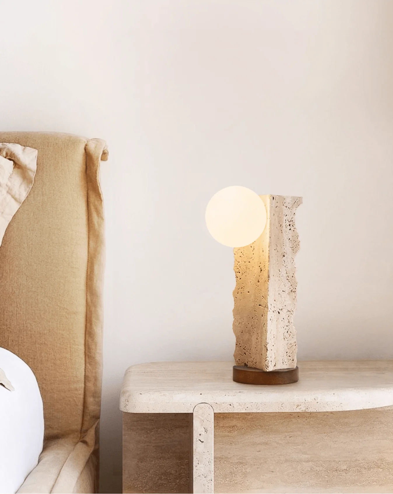 Terra Travertine Orb Table Lamp - Image 3