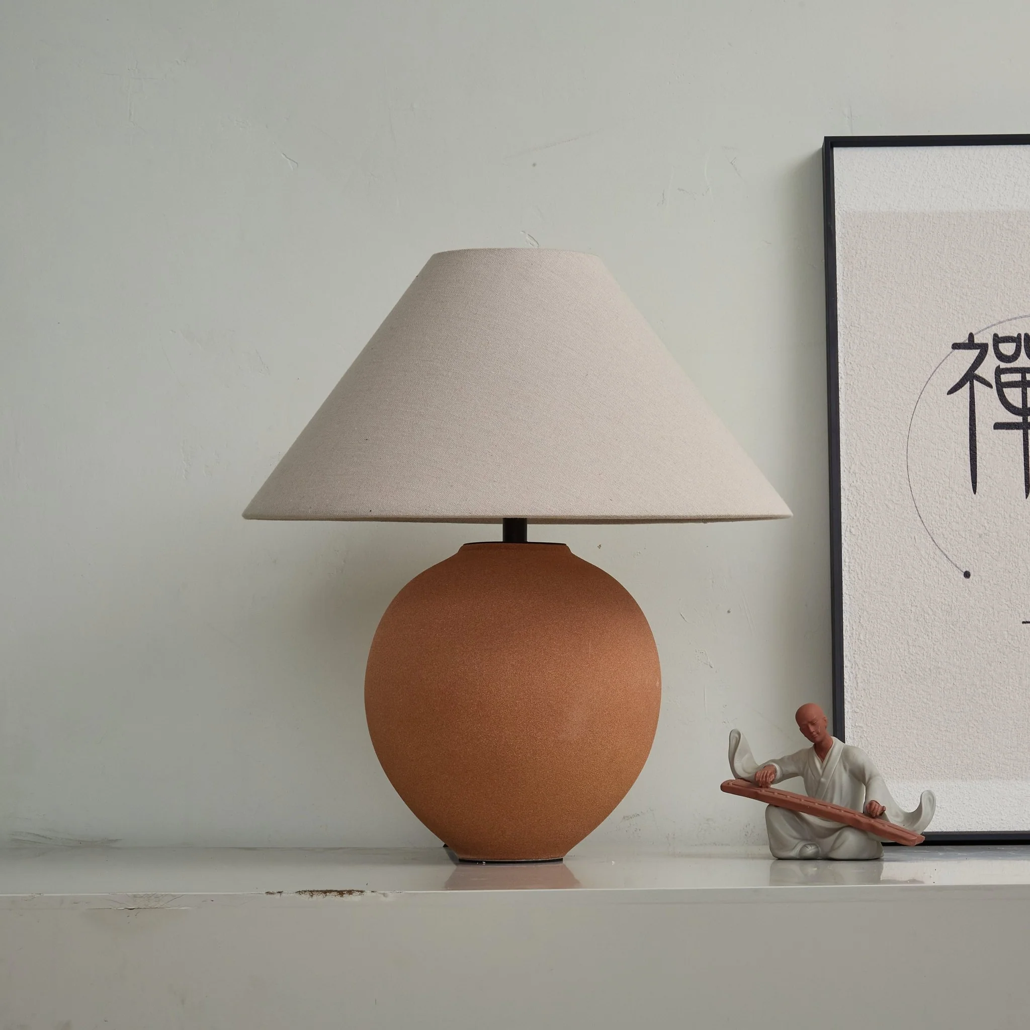 Terracotta Hued Ceramic Table Lamp - Image 9