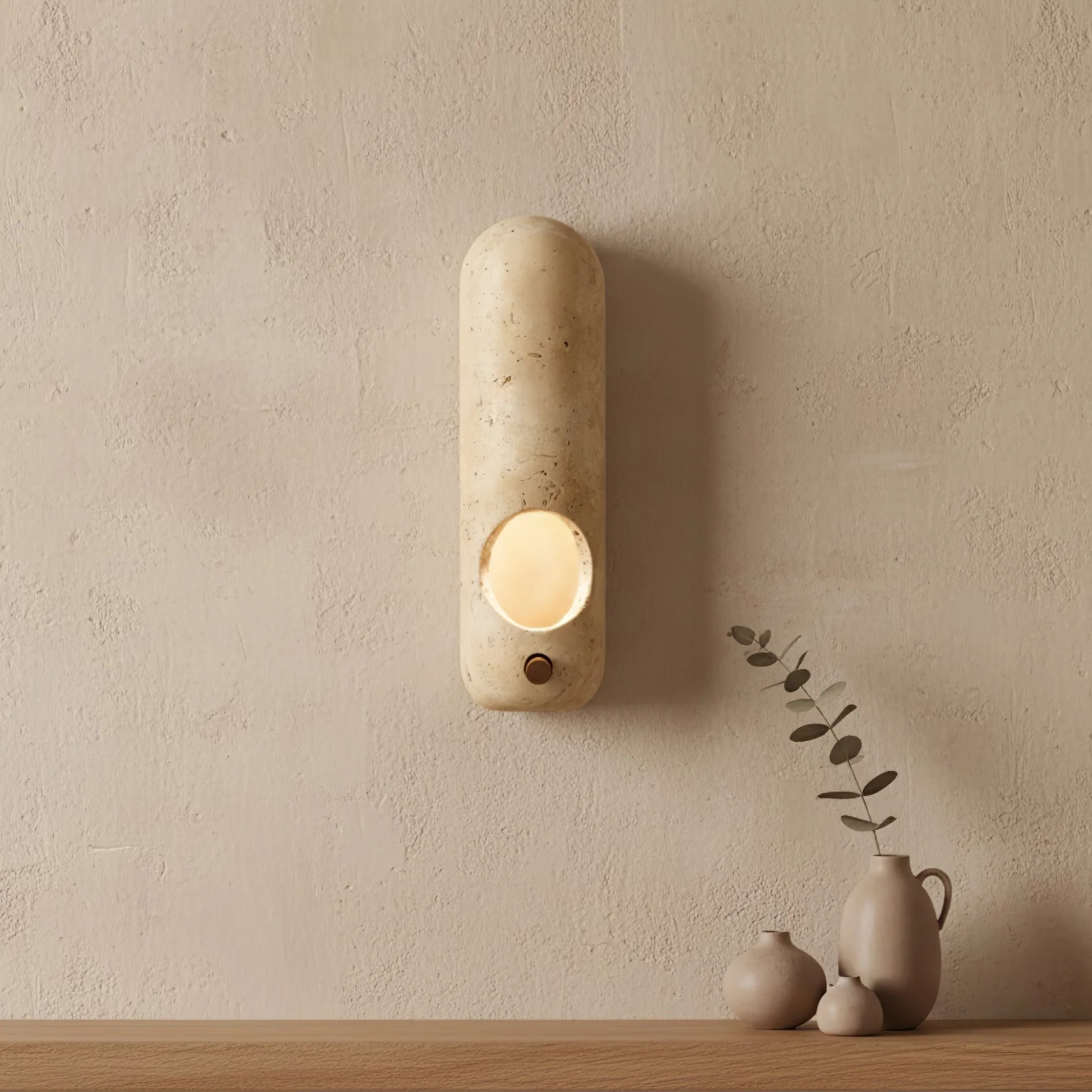 Travertine Oval Wall Sconce - Image 2