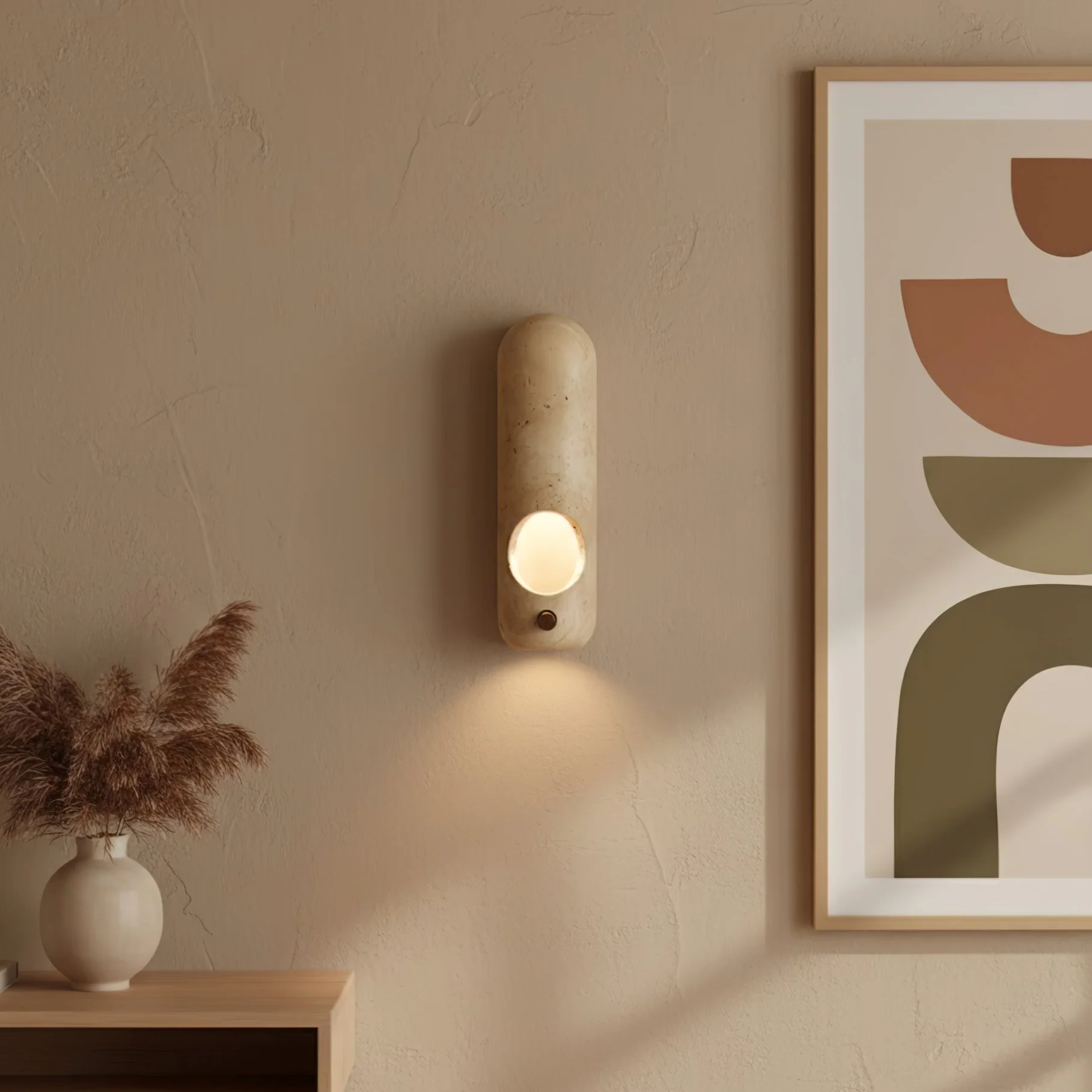 Travertine Oval Wall Sconce - Image 4
